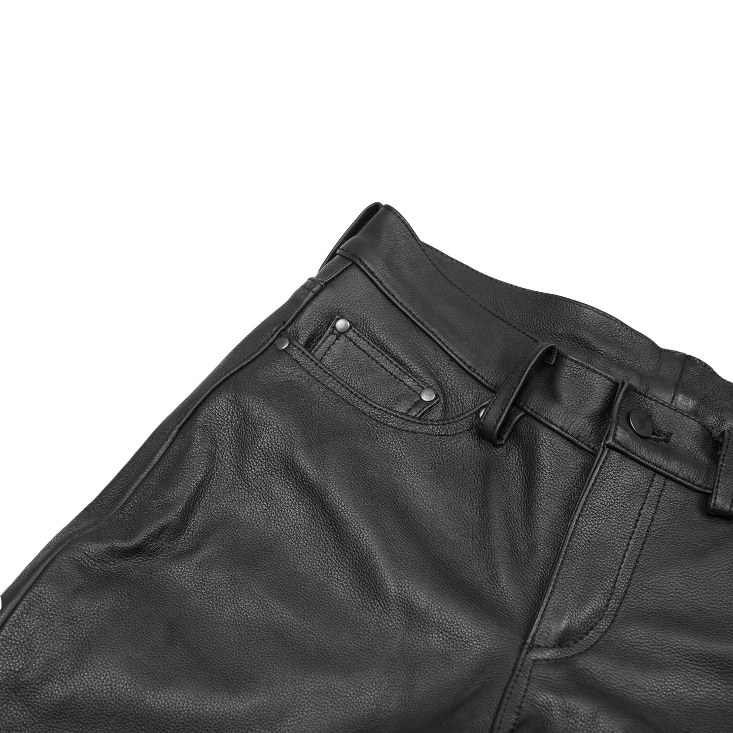 Women's Classic 5 Pocket Black Casual Motorcycle Leather Pants