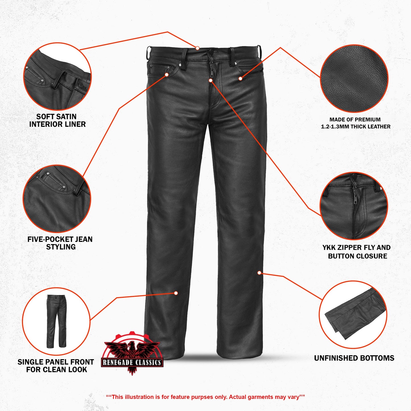 Women's Classic 5 Pocket Black Casual Motorcycle Leather Pants