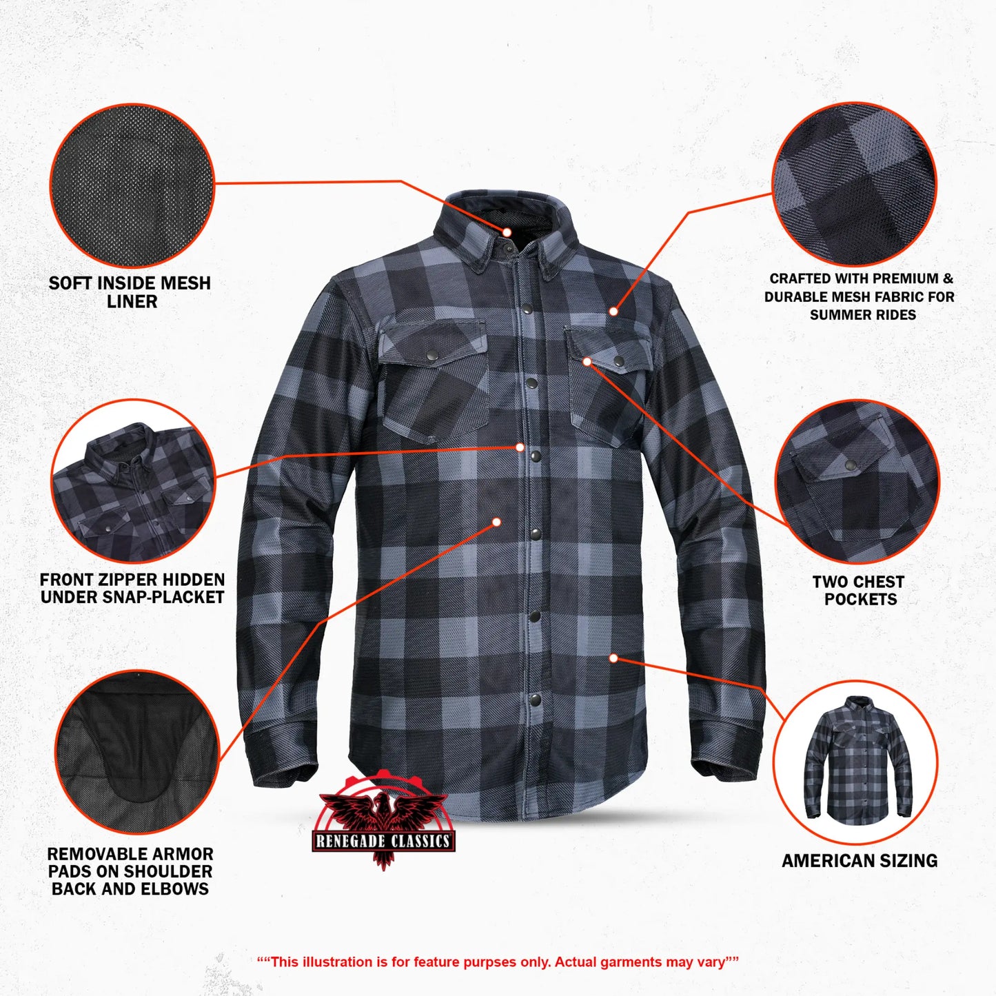 Jalisco Men’s Mesh Flannel Riding Shirt