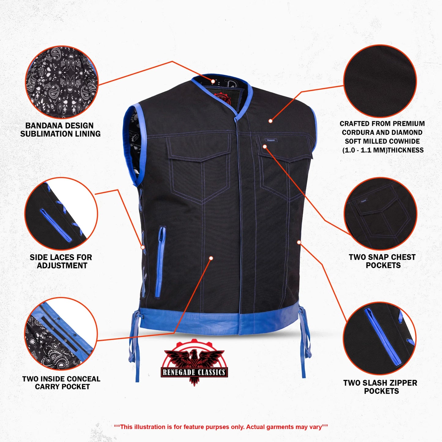 Blue Reaper Men’s Textile Motorcycle Vest