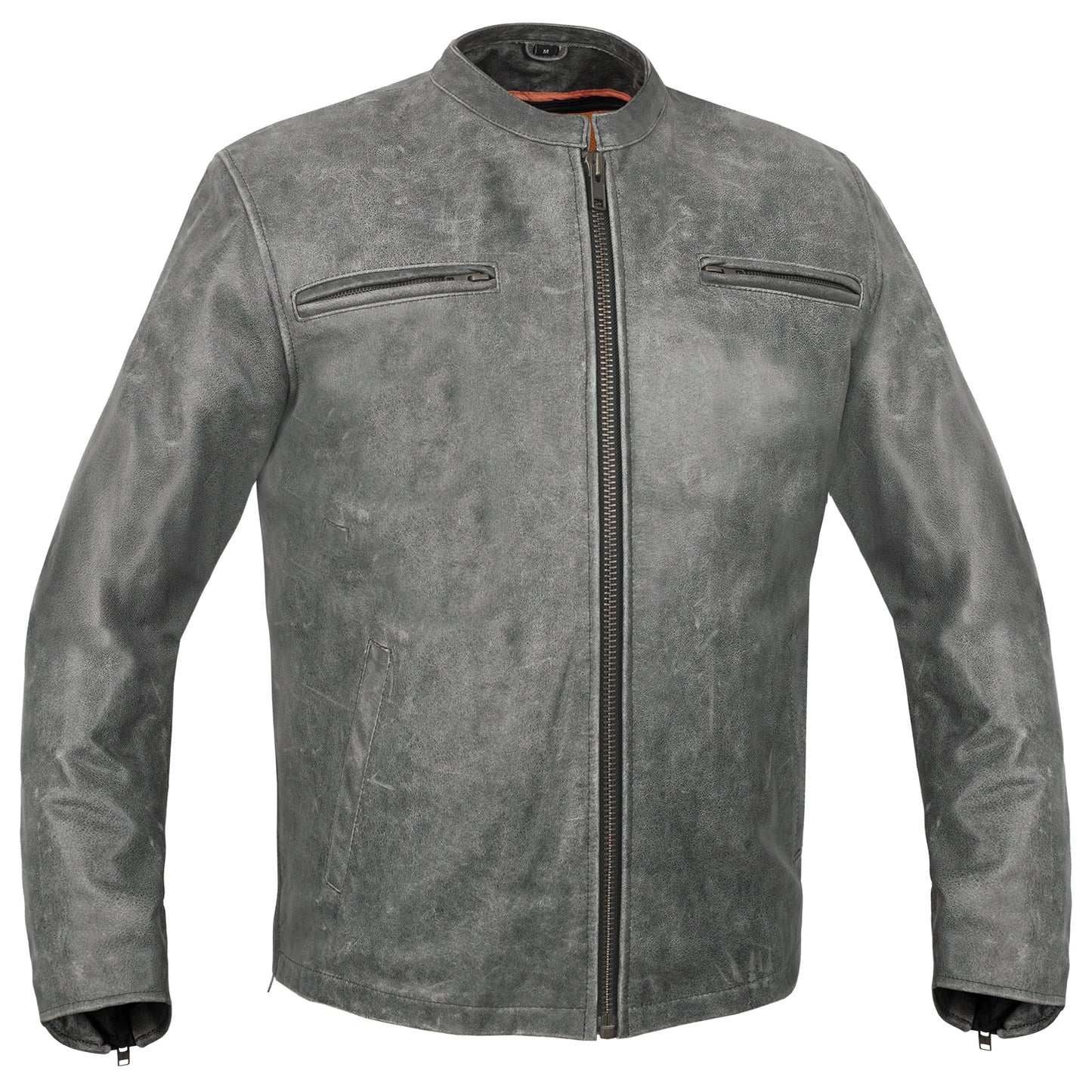 Men's Sporty Gray Leather Cruiser Jacket