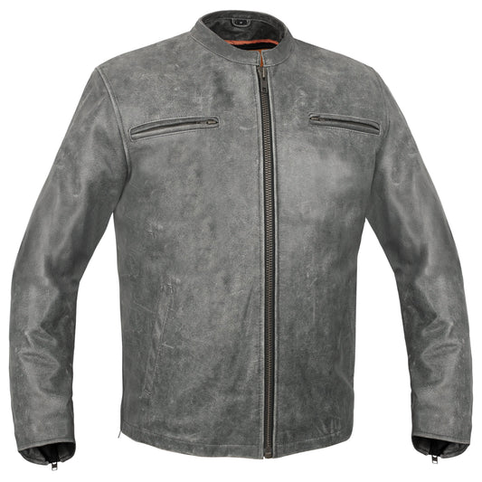 Men's Sporty Gray Leather Cruiser Jacket