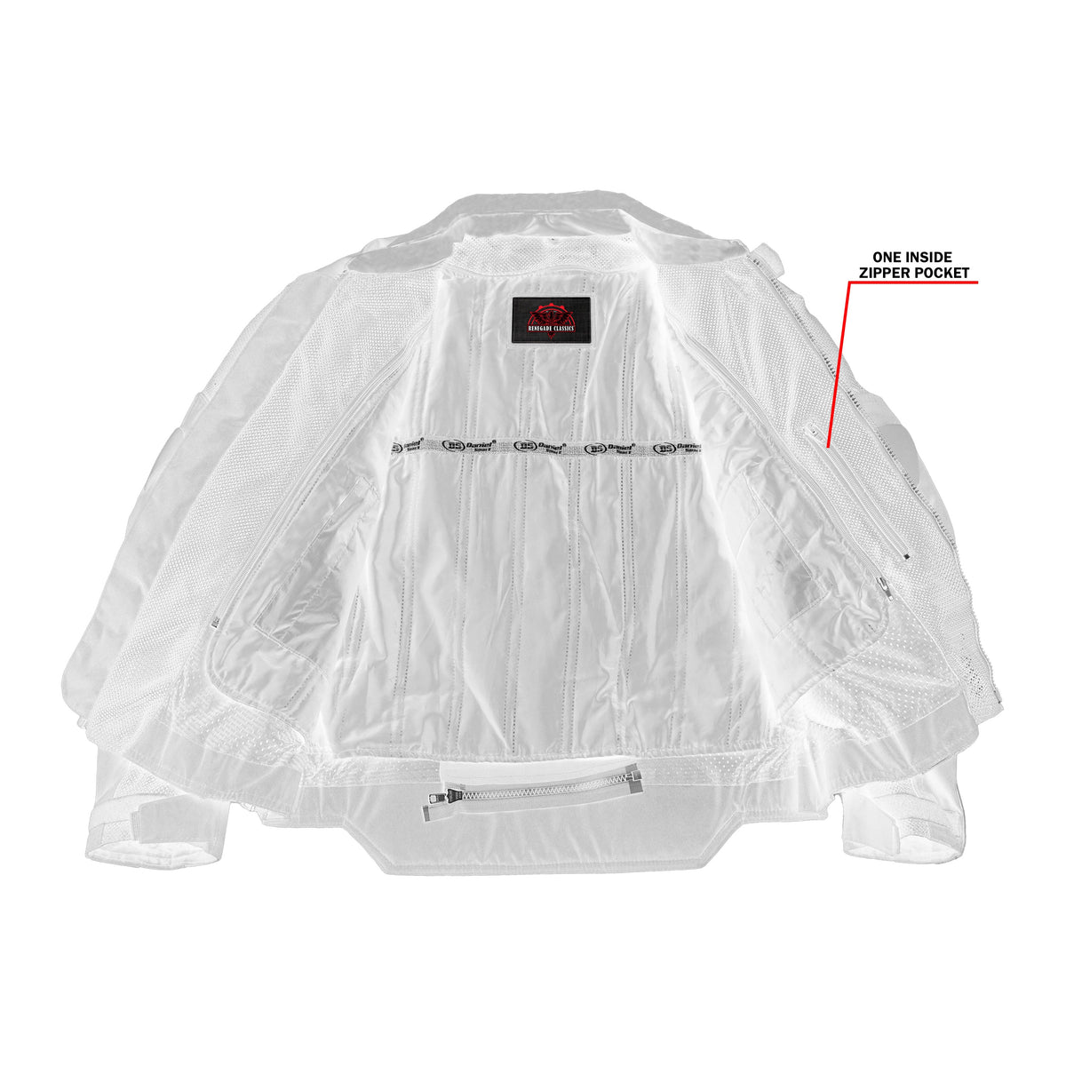 Mens Leather & Mesh Motorcycle Jacket  – Waterproof Liner