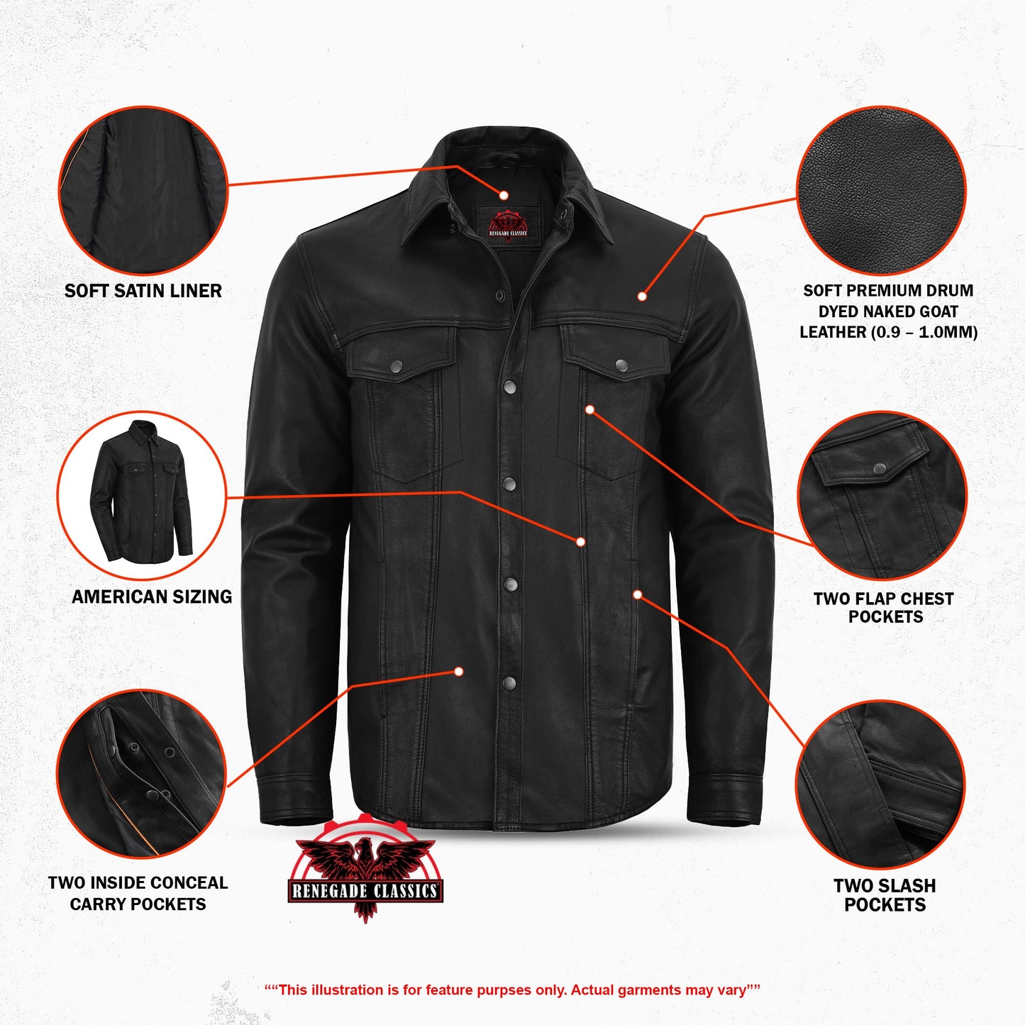 Men's Premium Lightweight Black Leather Shirt