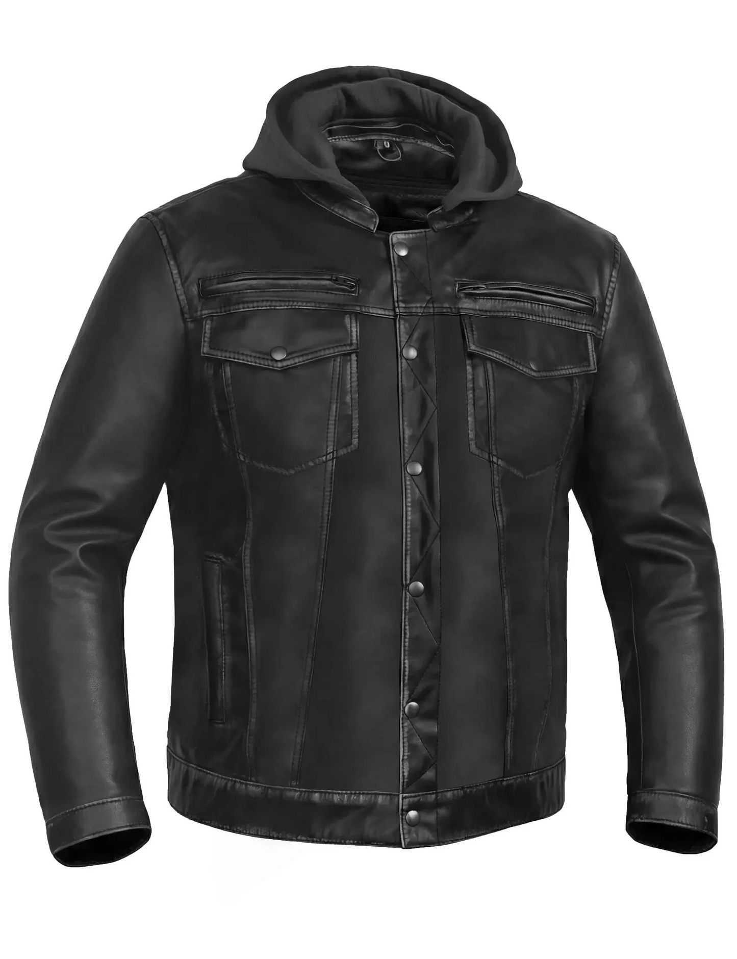 DarkMuse Men’s Leather Motorcycle Jacket
