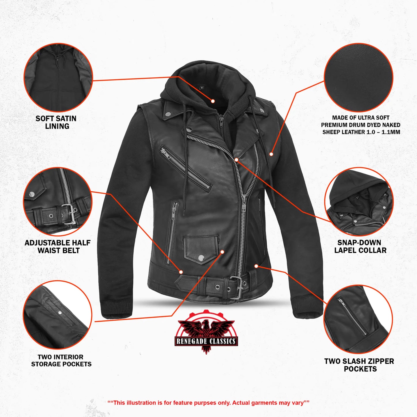 Lustré Noir Women's Leather Motorcycle Jacket