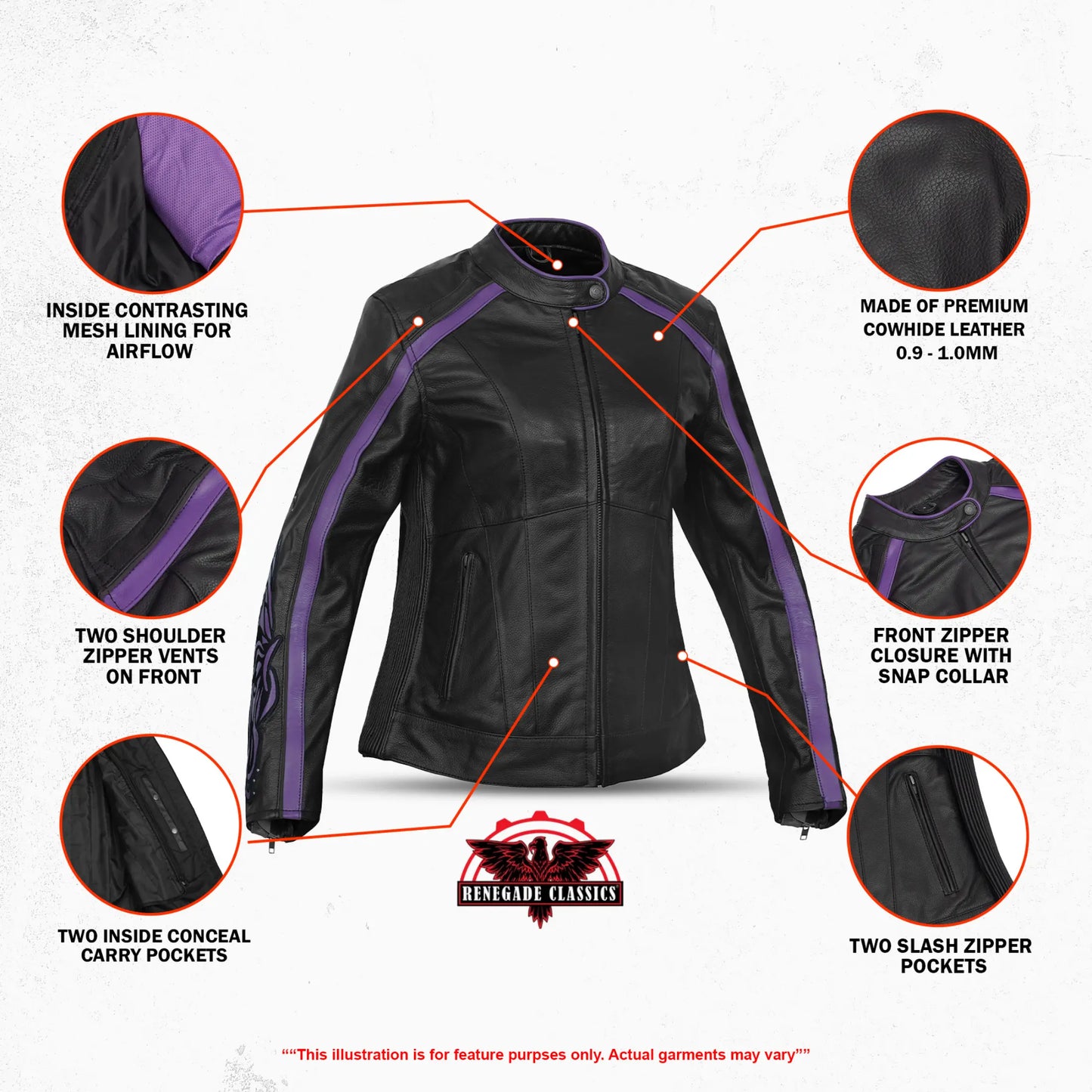 LunaShift Women’s Leather Motorcycle Jacket