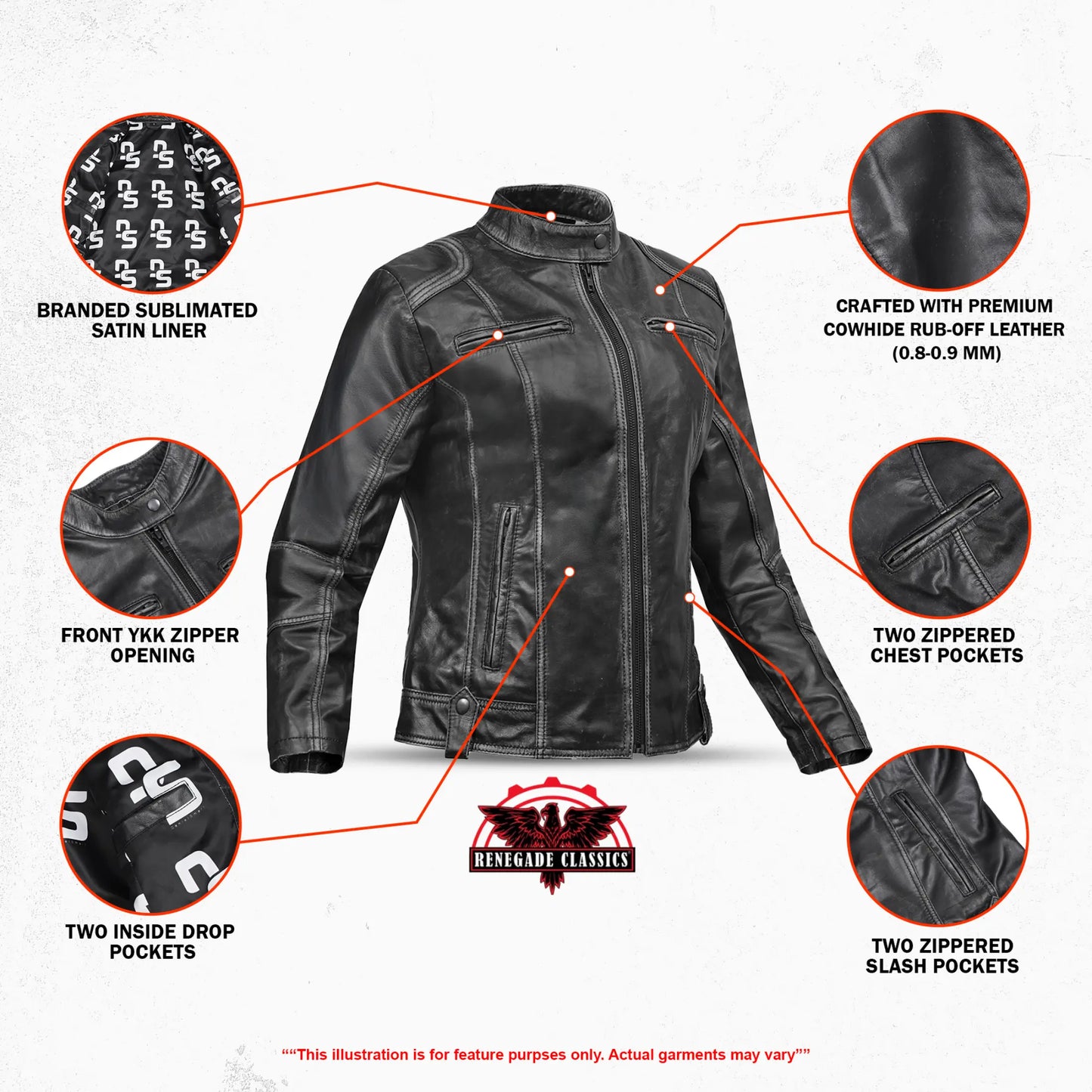 Marsha Women’s Leather Motorcycle Jacket