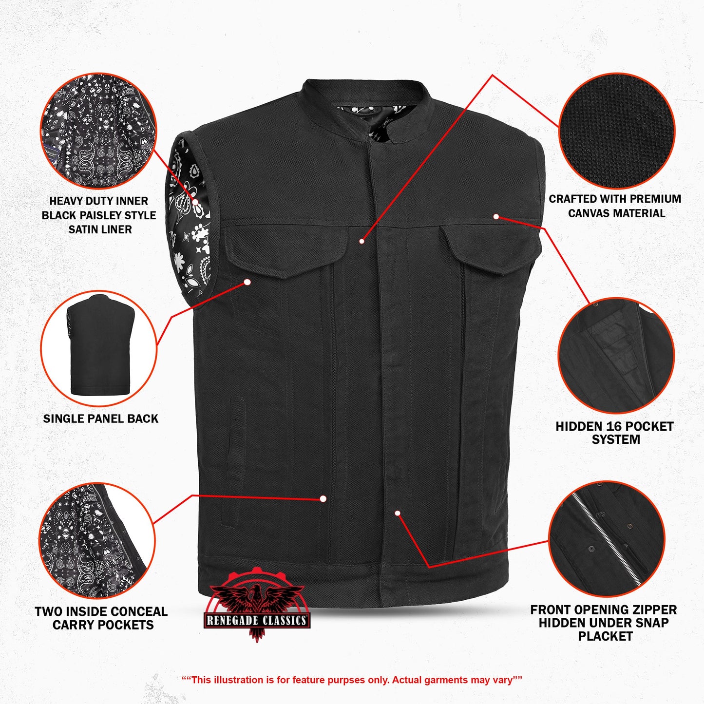 Men's Modern Utility Style Canvas Vest