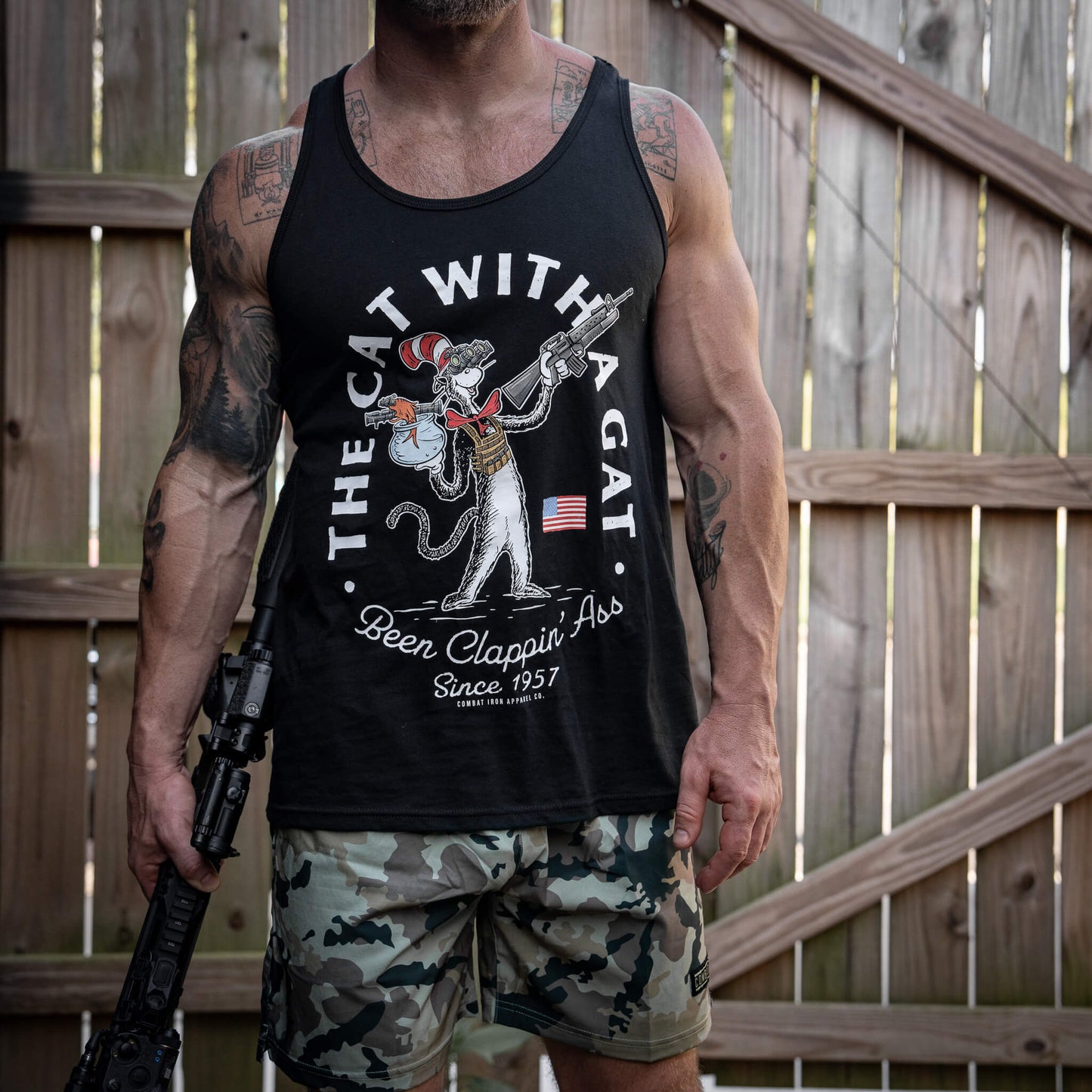 Cat With A Gat Men's Tank
