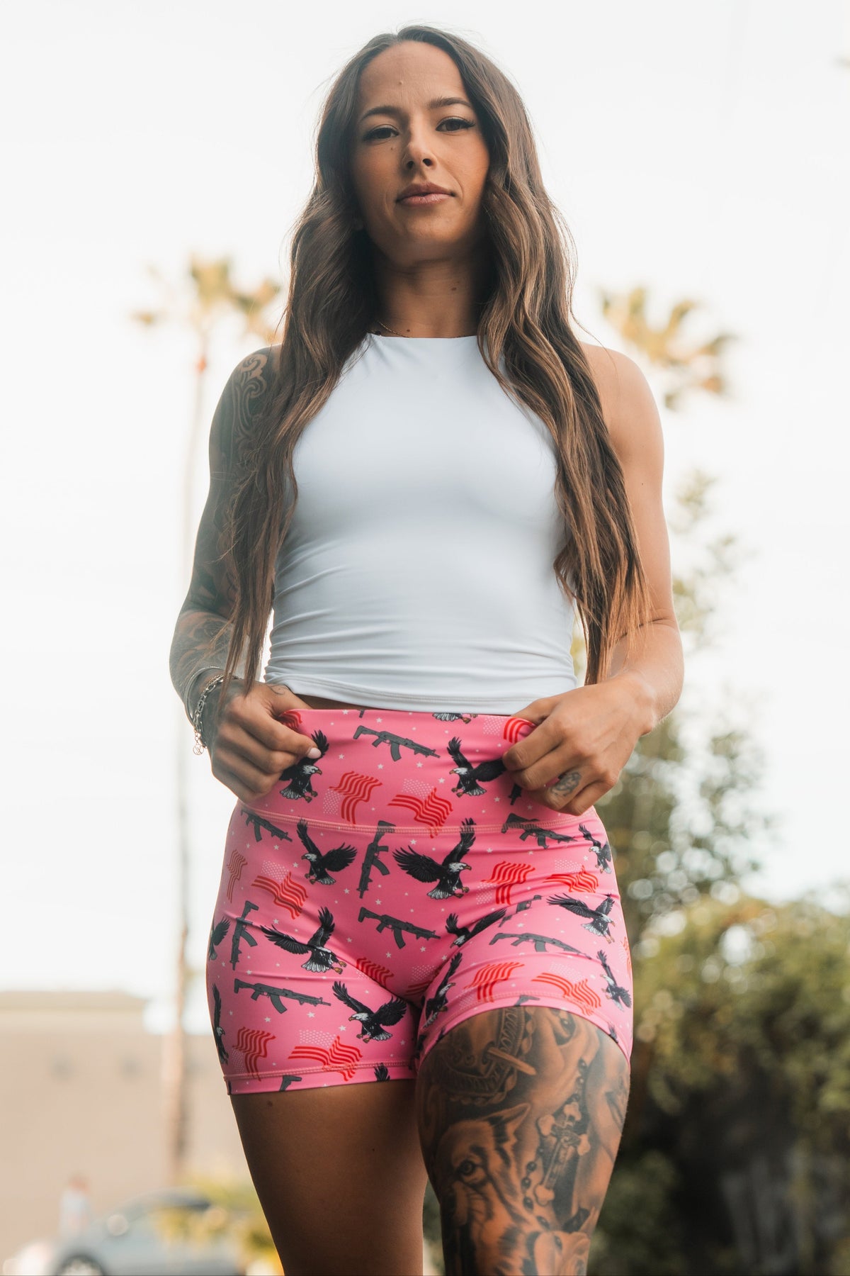 Women's High-Waisted Seamless Front Compression Training Shorts | Pink Victory