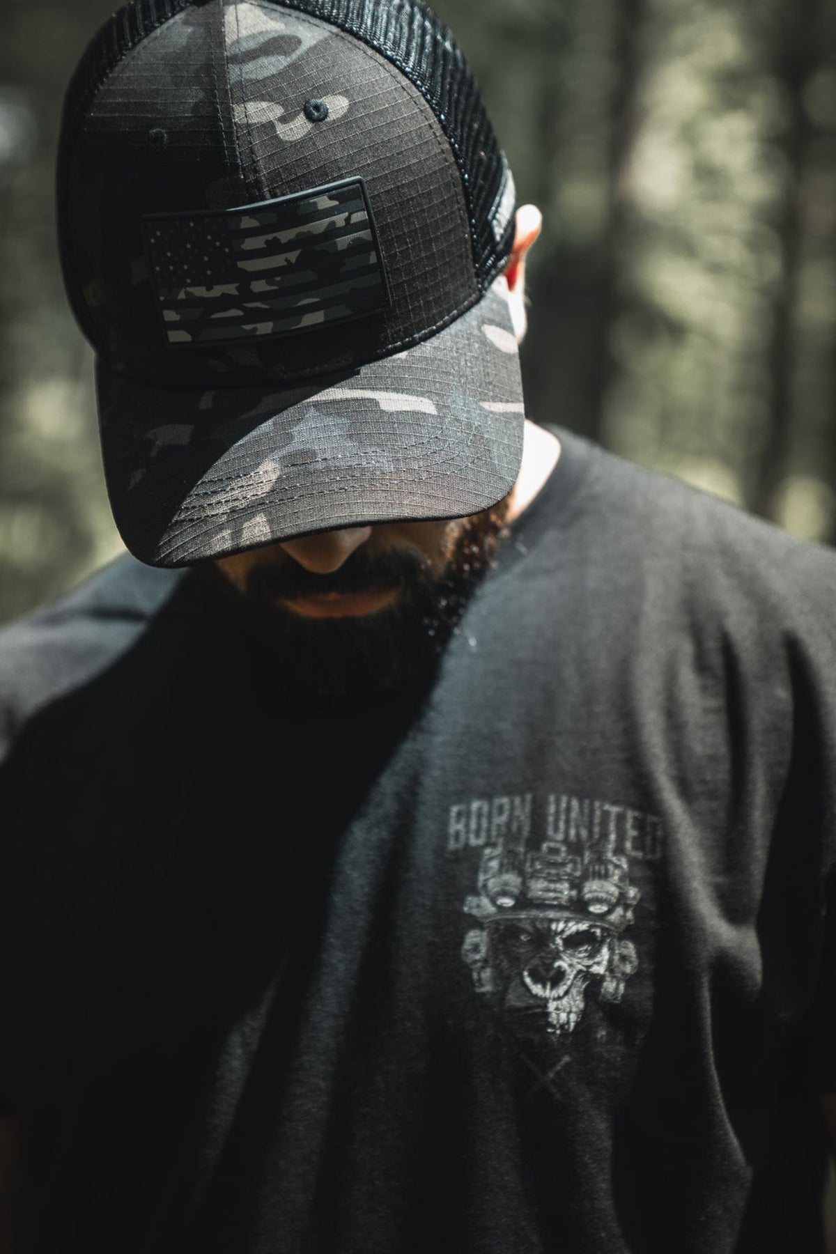 Born United Black Camo Trucker - Camo Flag