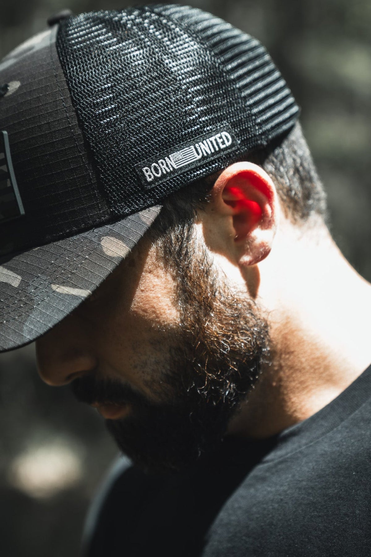Born United Black Camo Trucker - Camo Flag