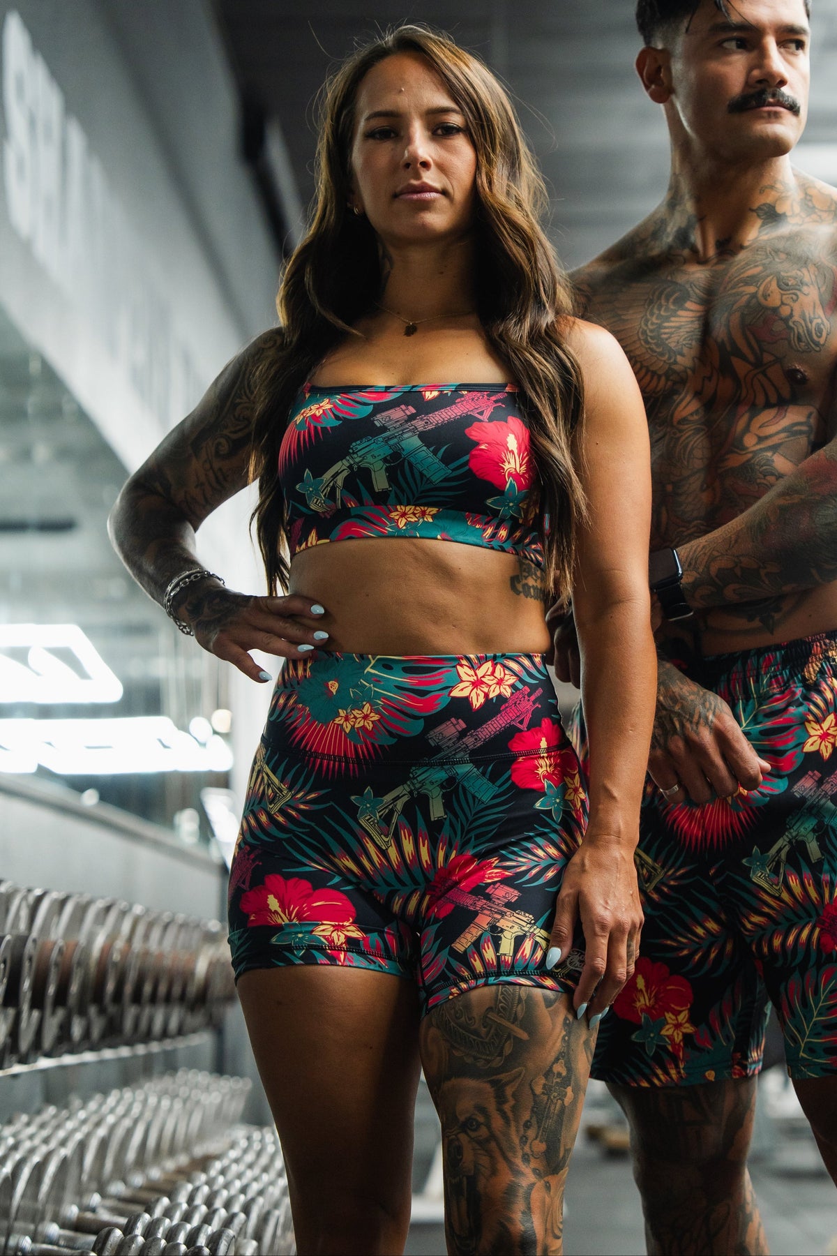 Women's High-Waisted Seamless Front Compression Training Shorts | Tropical Assassin