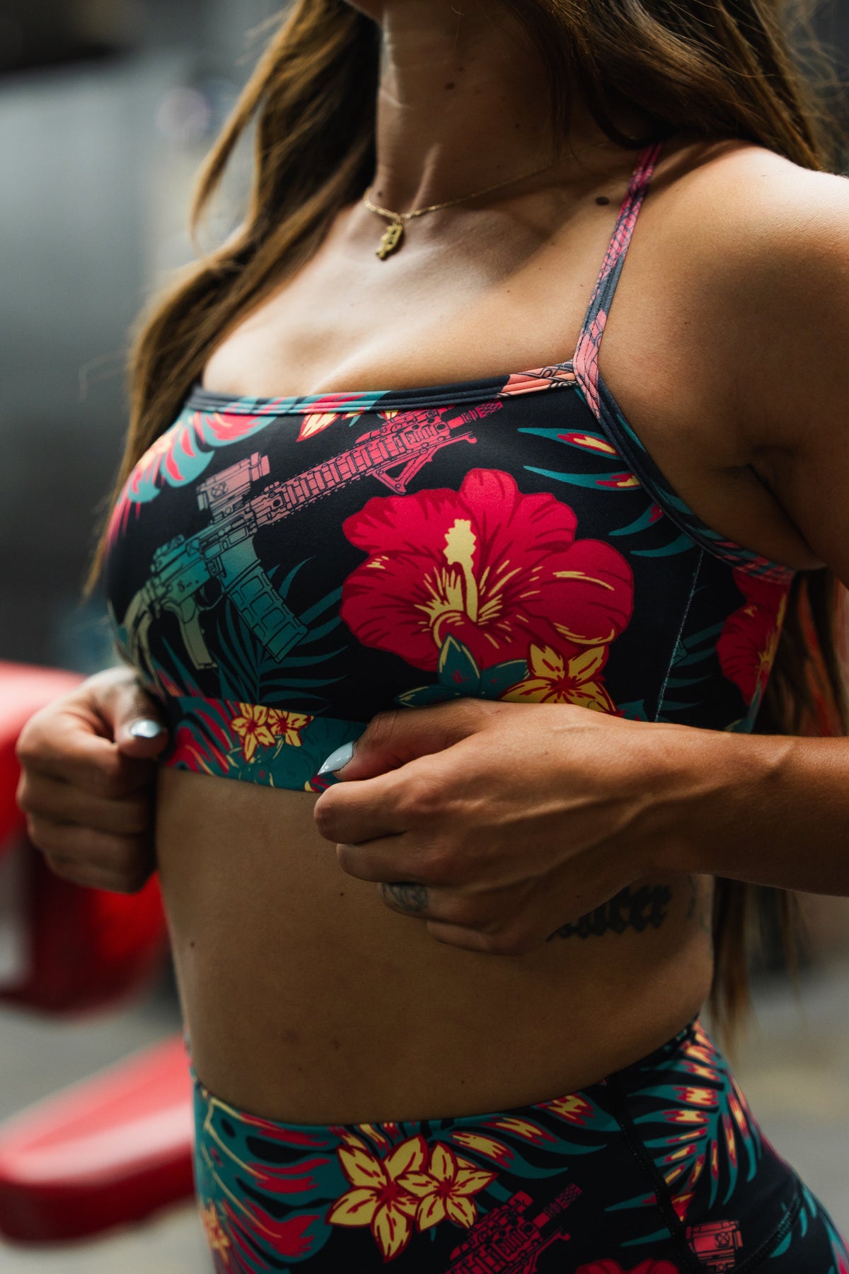 Cross Back Sports Bra | Tropical Assassin