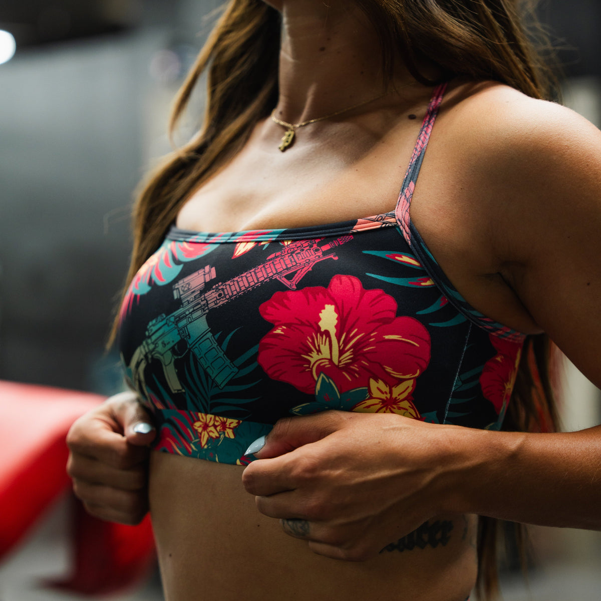 Cross Back Sports Bra | Tropical Assassin