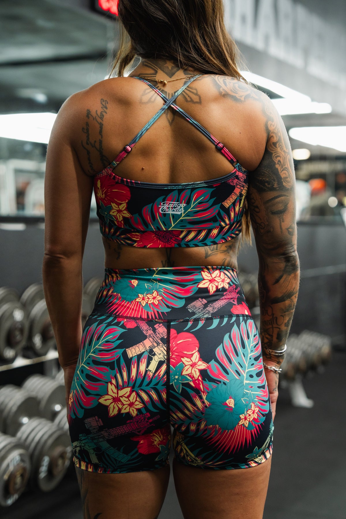 Cross Back Sports Bra | Tropical Assassin