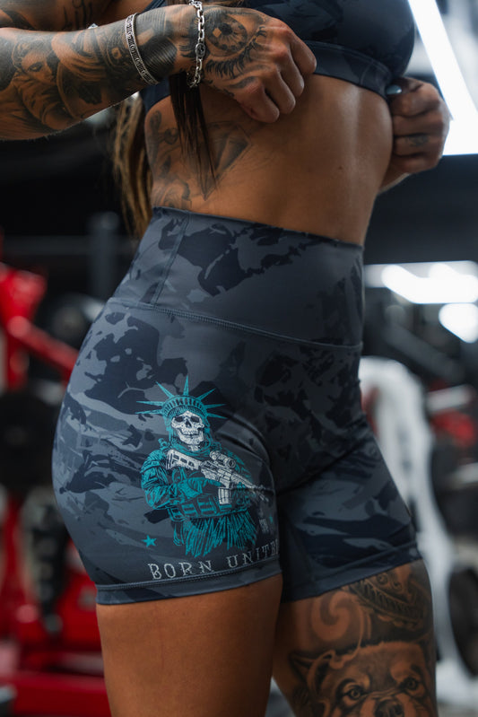 Women's High-Waisted Seamless Front Compression Training Shorts | Liberty or Death