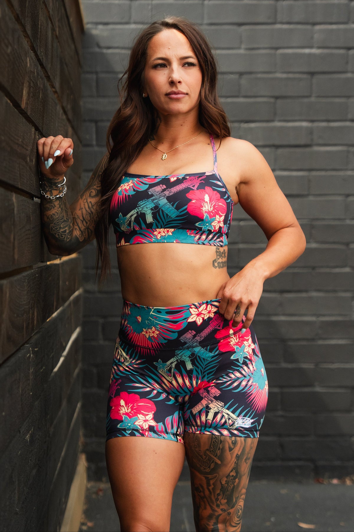 Women's High-Waisted Seamless Front Compression Training Shorts | Tropical Assassin