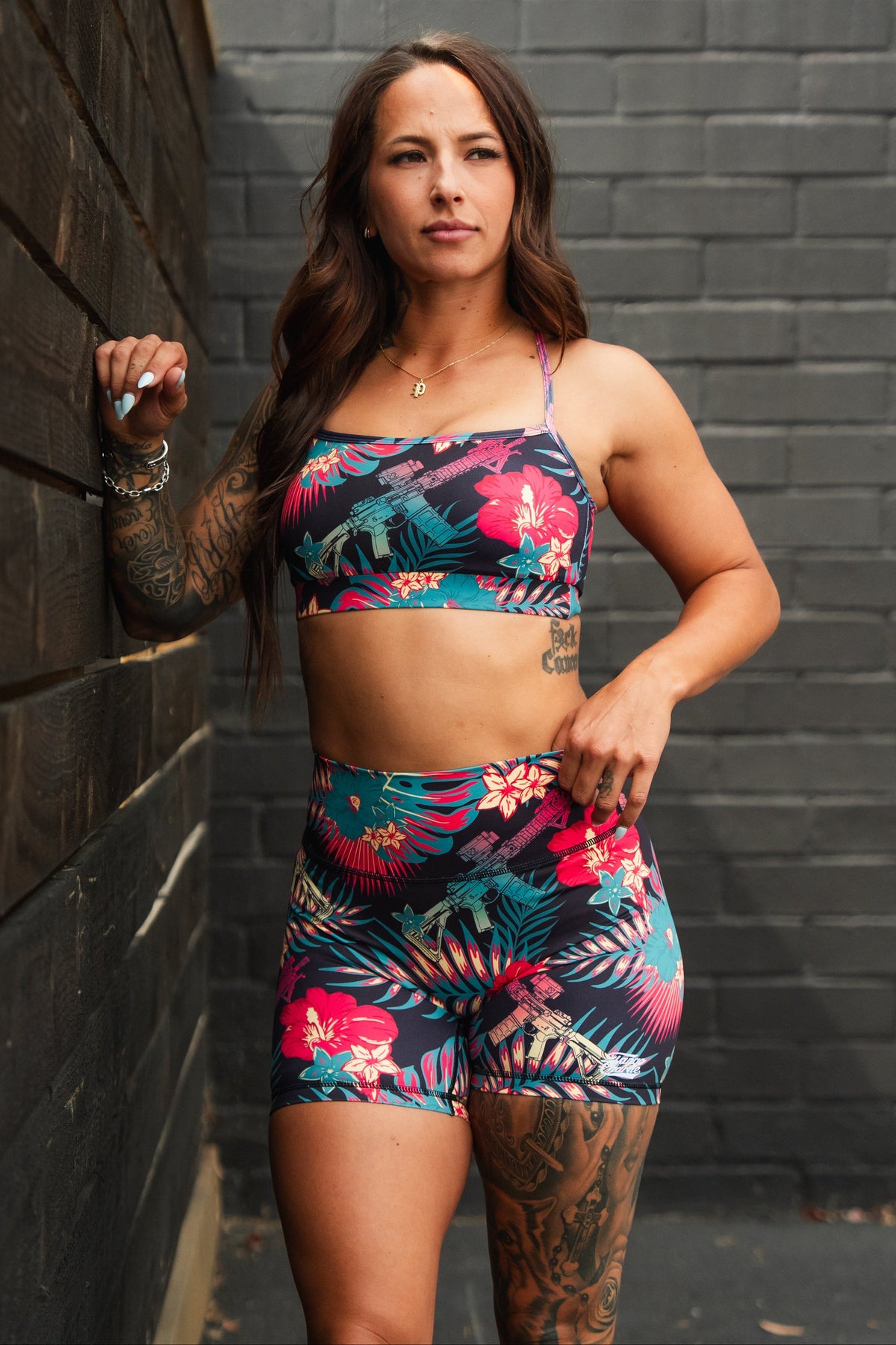 Cross Back Sports Bra | Tropical Assassin