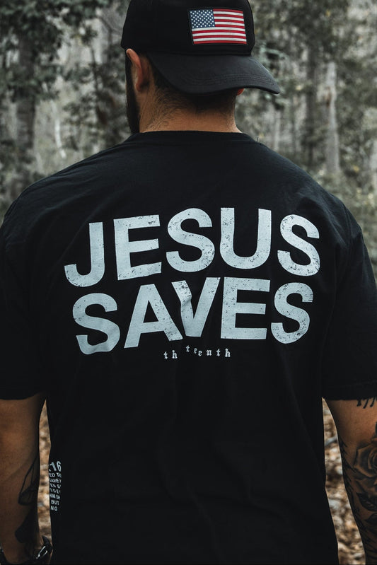 Jesus Saves - Black Tee