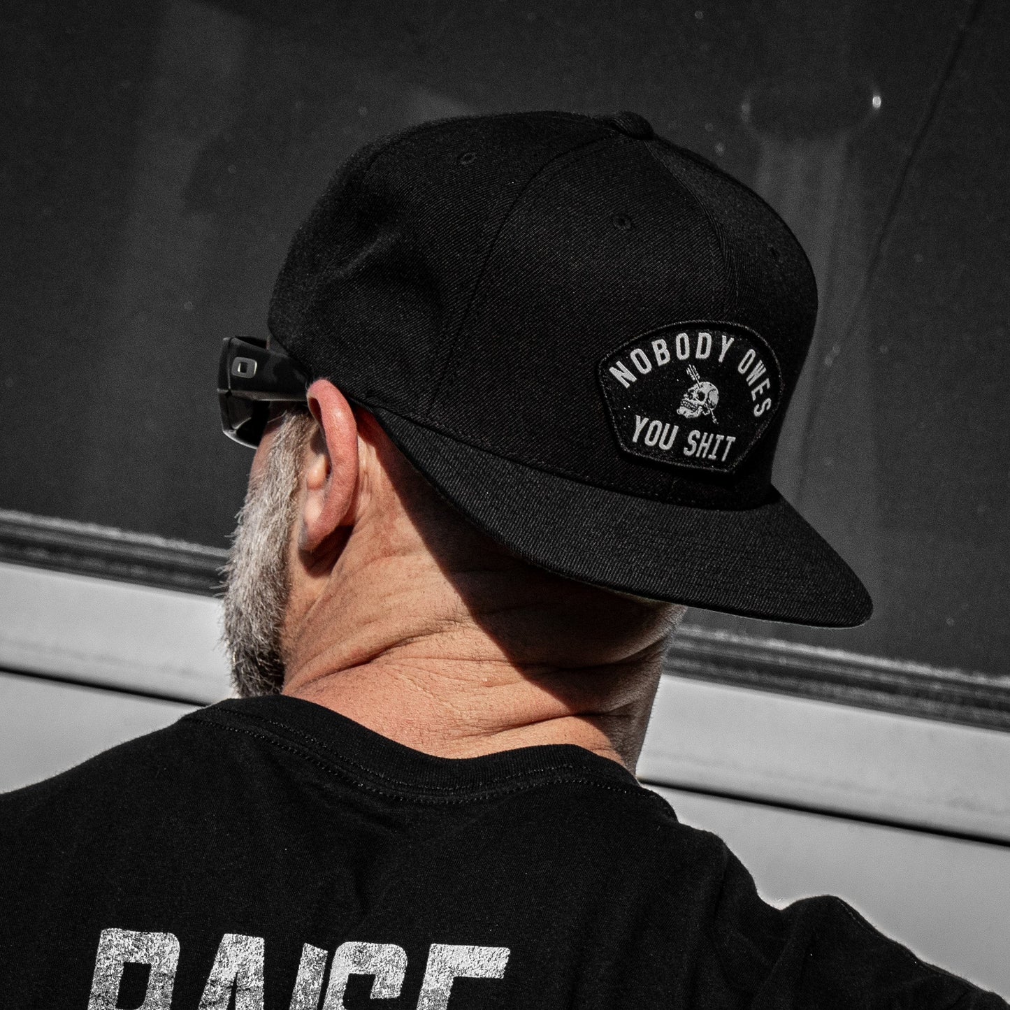 Nobody Owes You Shit Arched Patch Flatbill SnapBack Hat