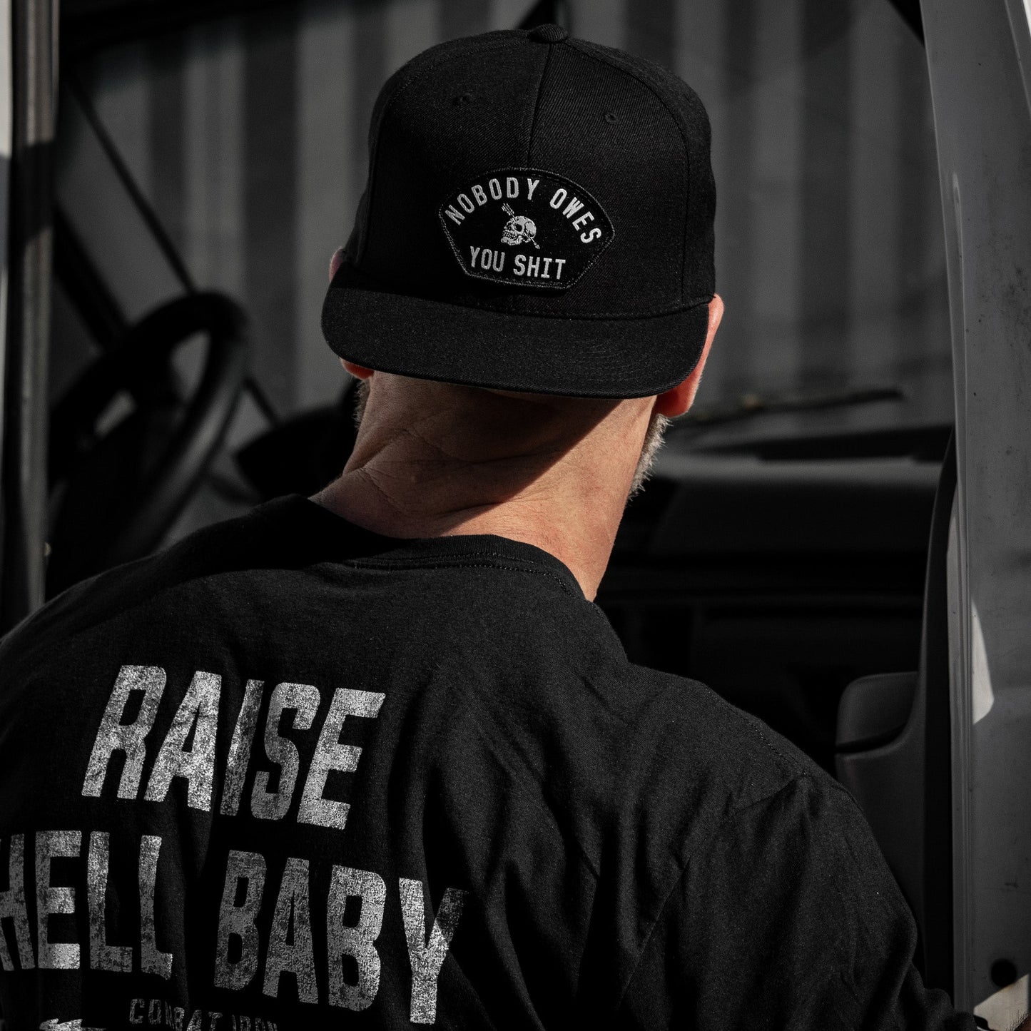 Nobody Owes You Shit Arched Patch Flatbill SnapBack Hat