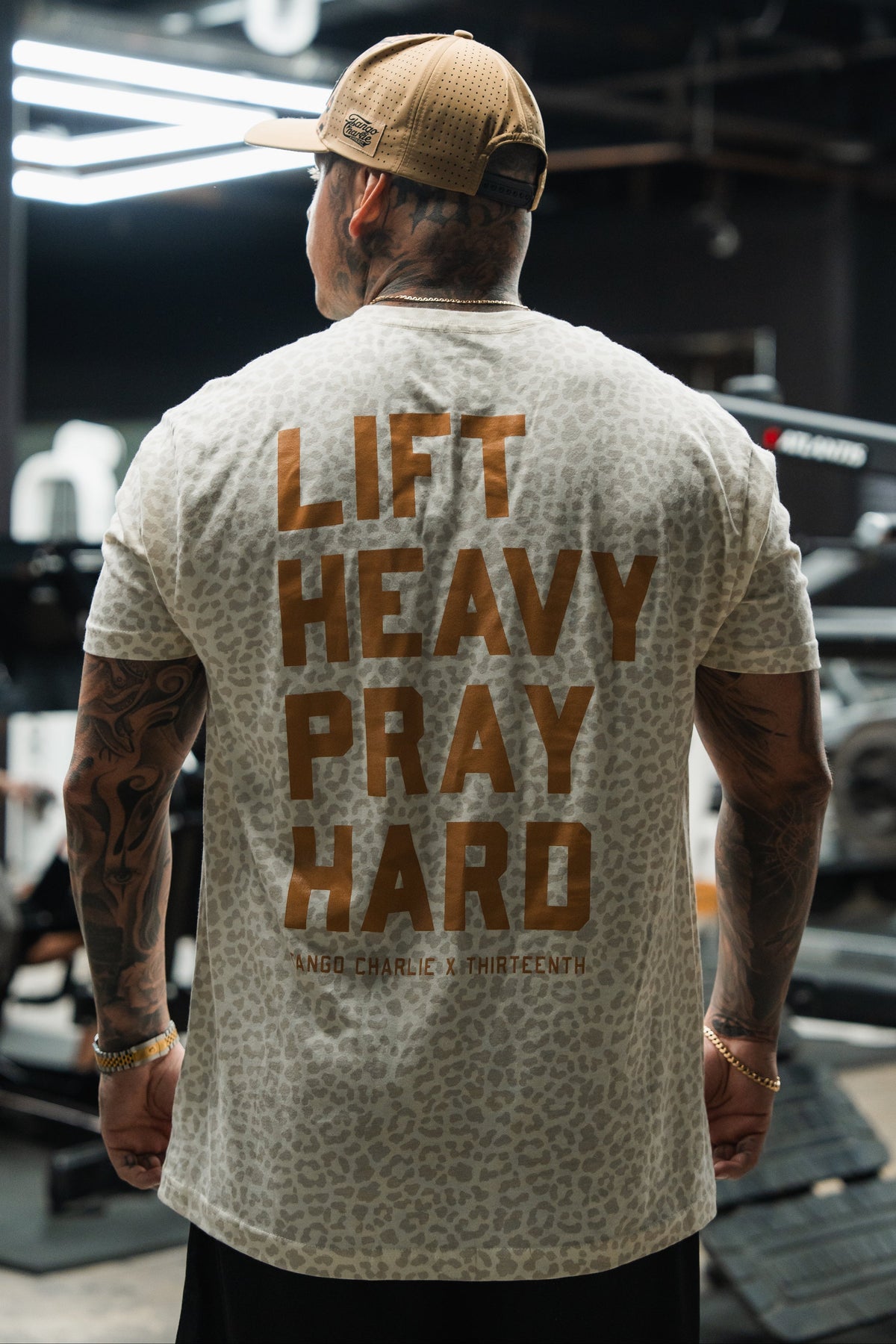 Lift Heavy. Pray Hard. Cream Leopard - Tee