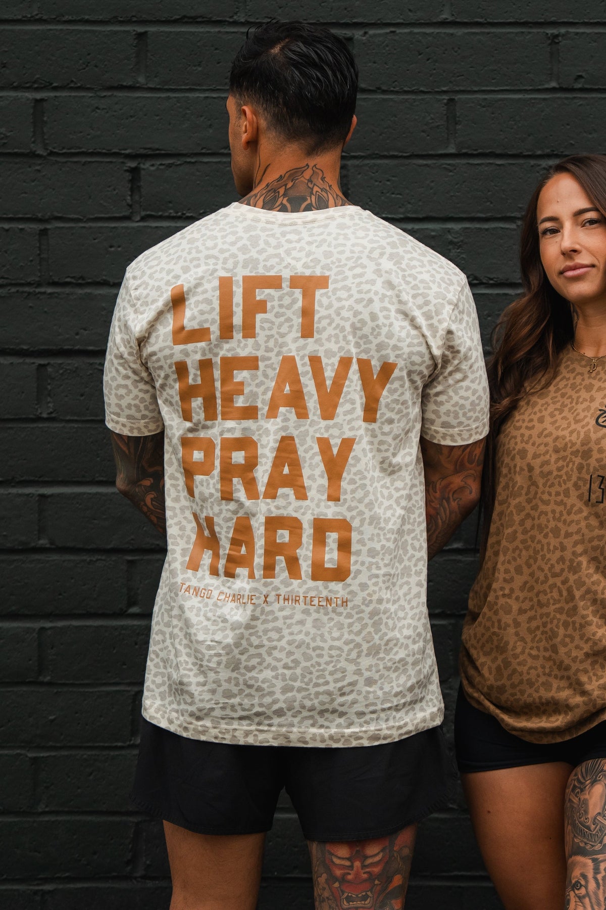 Lift Heavy. Pray Hard. Cream Leopard - Tee