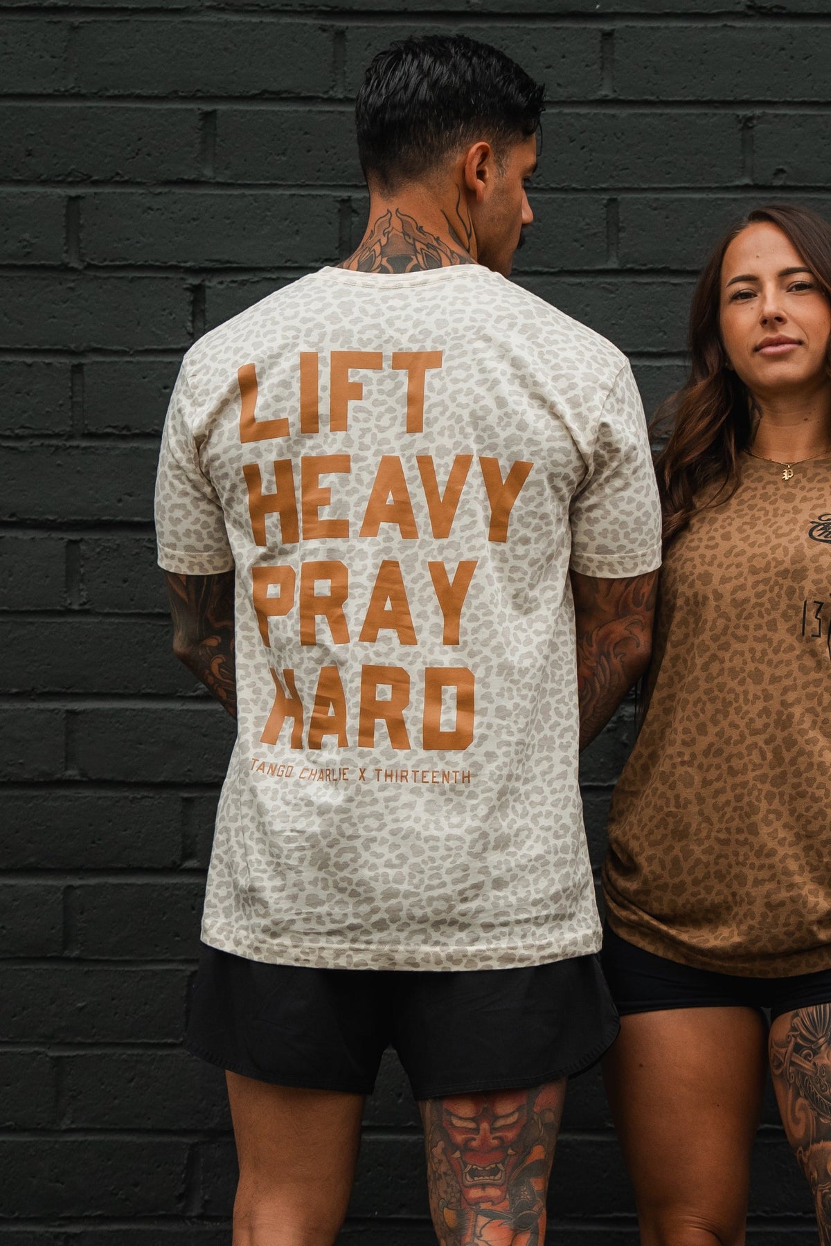 Lift Heavy. Pray Hard. Cream Leopard - Tee