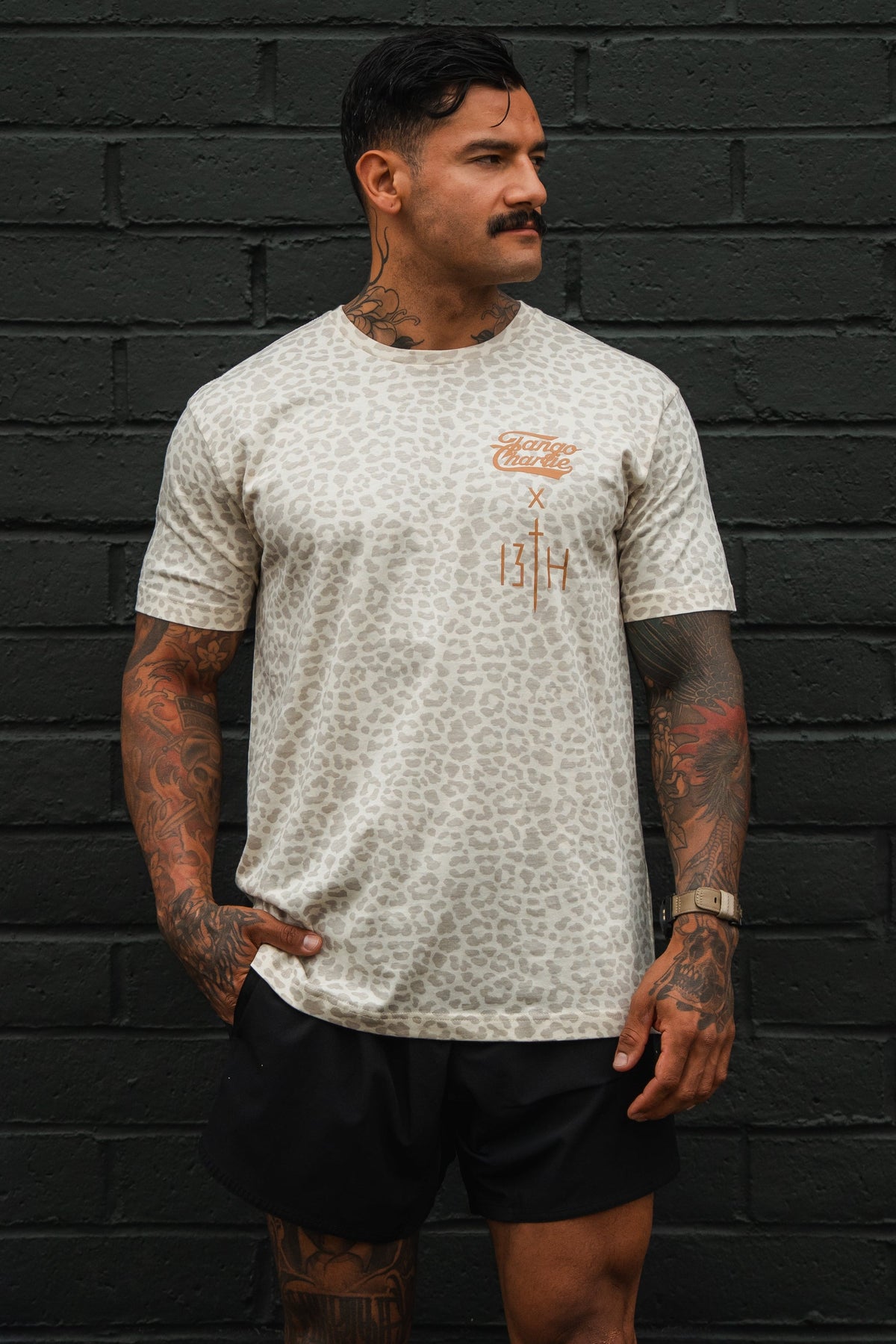 Lift Heavy. Pray Hard. Cream Leopard - Tee