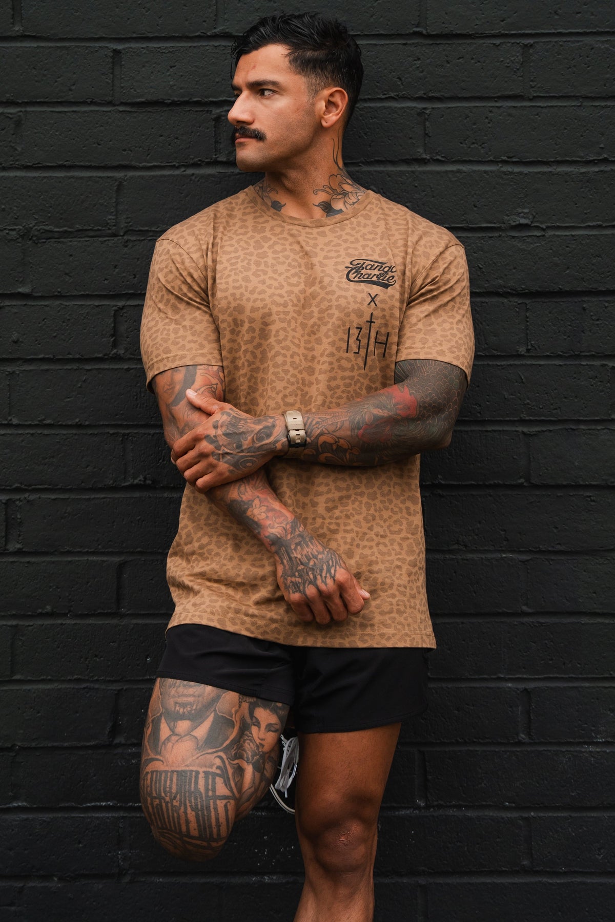 Lift Heavy. Pray Hard. Chestnut Leopard - Tee