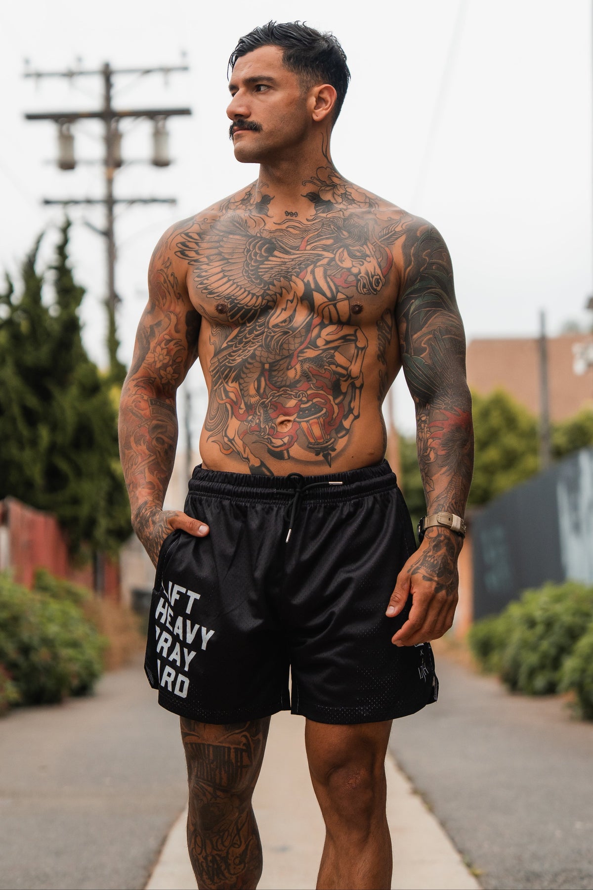 Men's Mesh Lifestyle Shorts | 5.5"- Lift Heavy Pray Hard Black