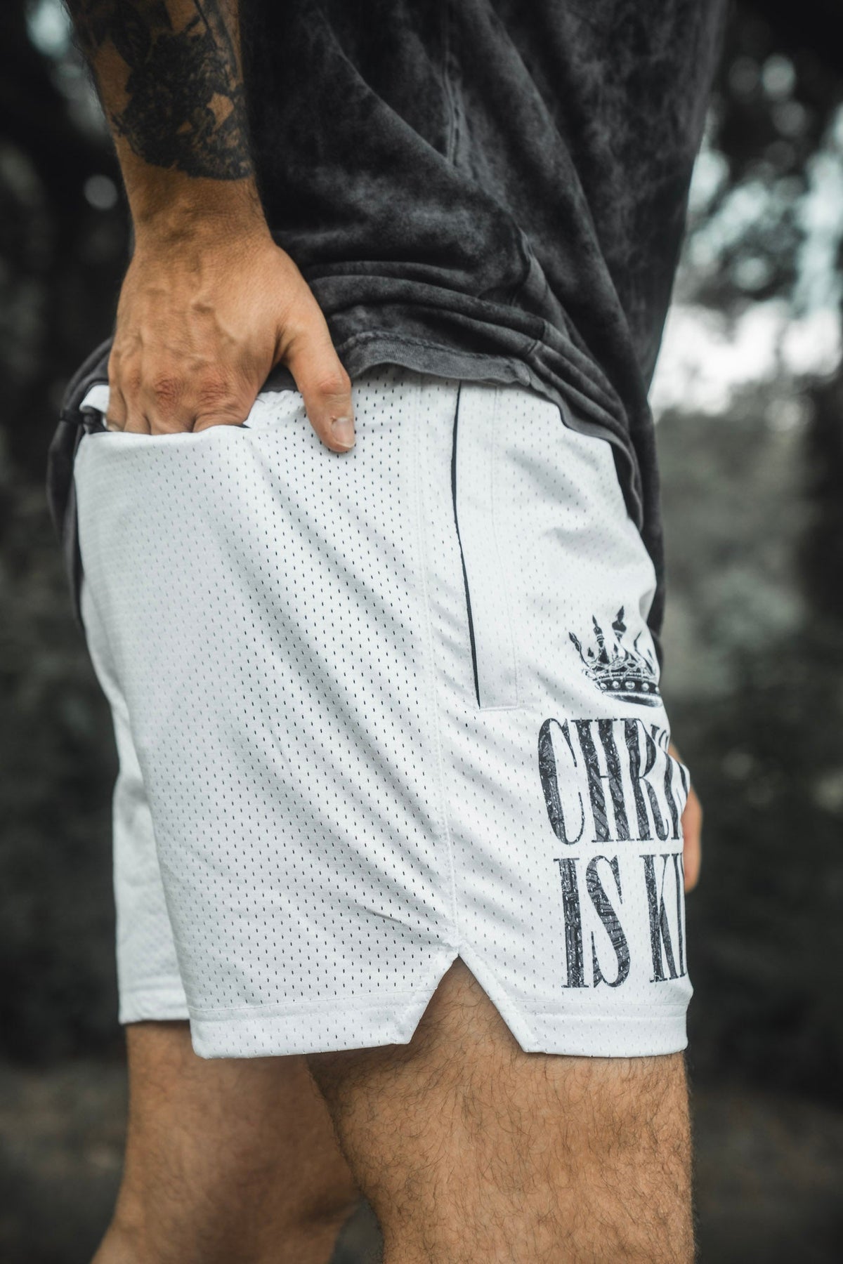 Men's Mesh Lifestyle Shorts | 5.5"- Christ is King Ivory