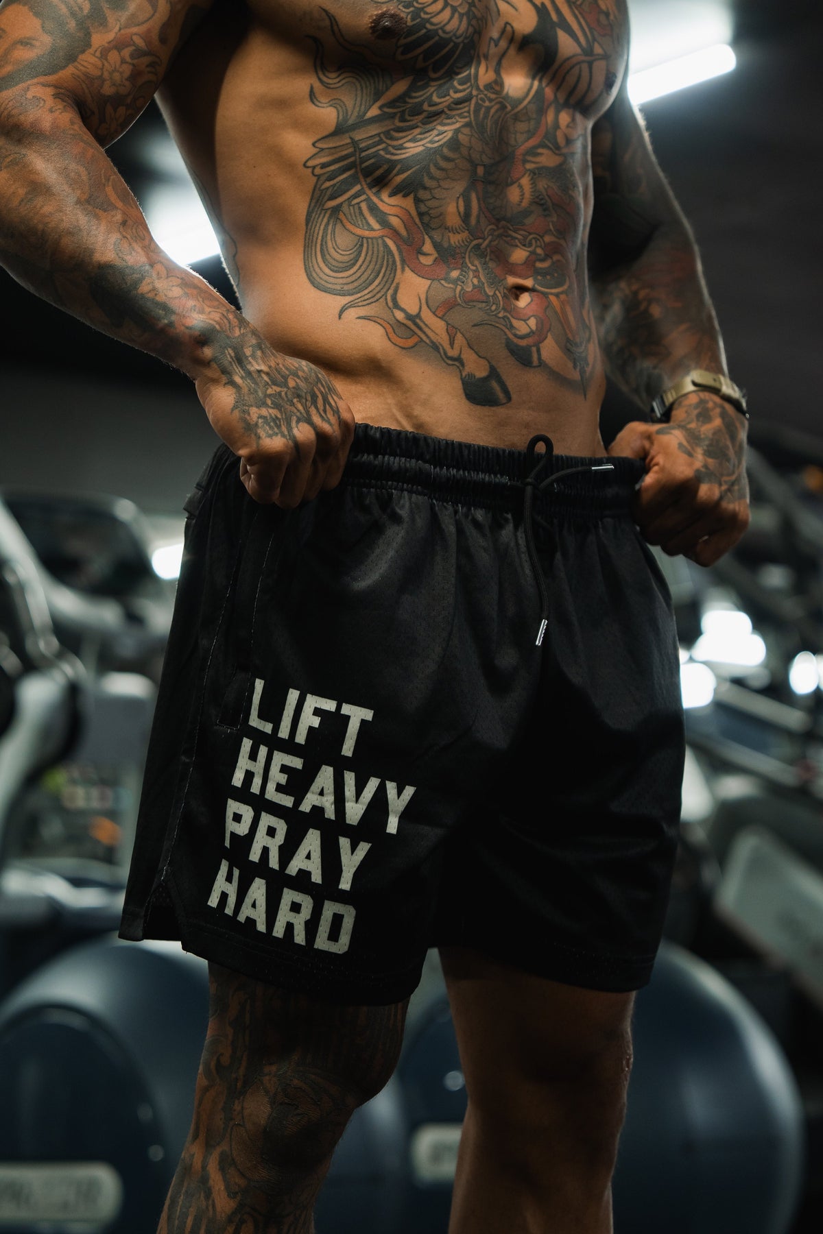 Men's Mesh Lifestyle Shorts | 5.5"- Lift Heavy Pray Hard Black