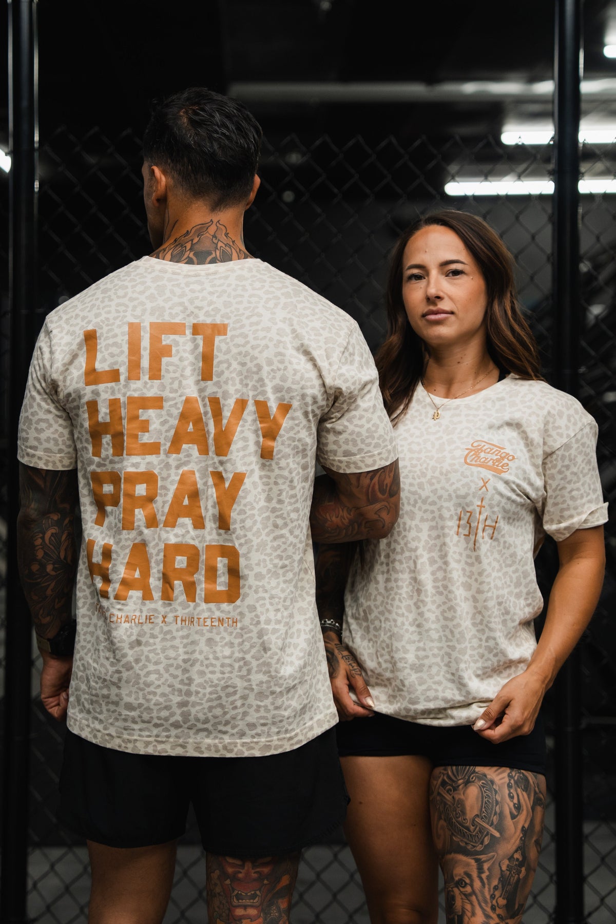 Lift Heavy. Pray Hard. Cream Leopard - Tee