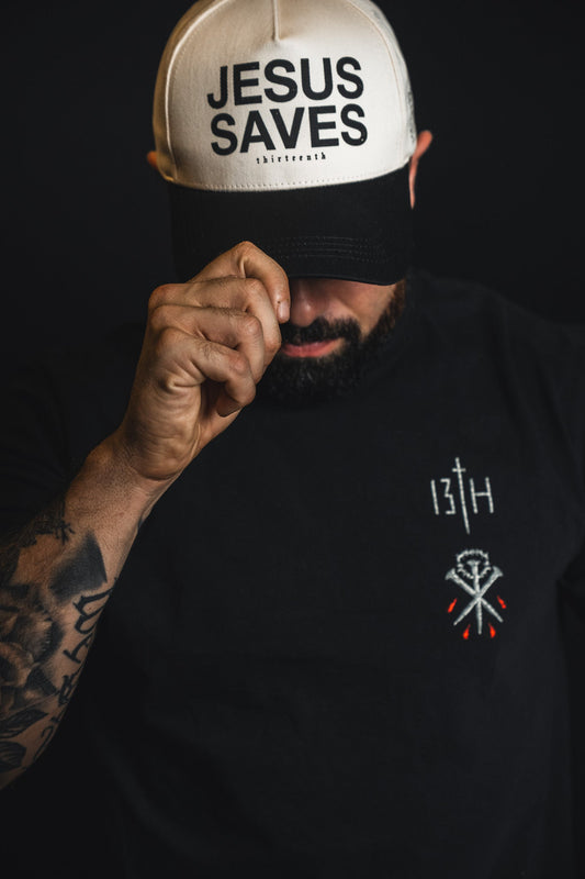 Jesus Saves Ivory and Black Snapback