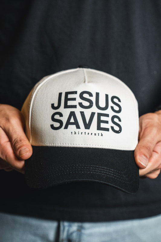 Jesus Saves Ivory and Black Snapback