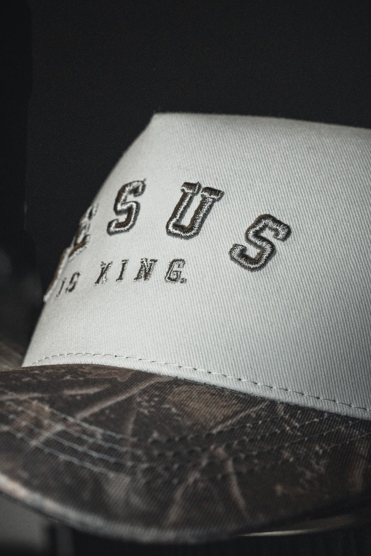 Jesus is King - Ivory and Deadwood Camo Snapback