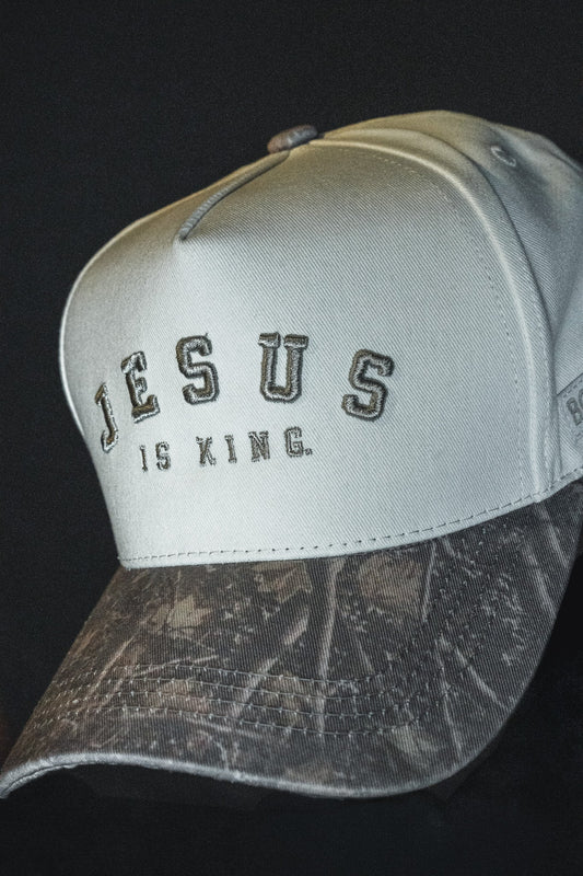 Jesus is King - Ivory and Deadwood Camo Snapback