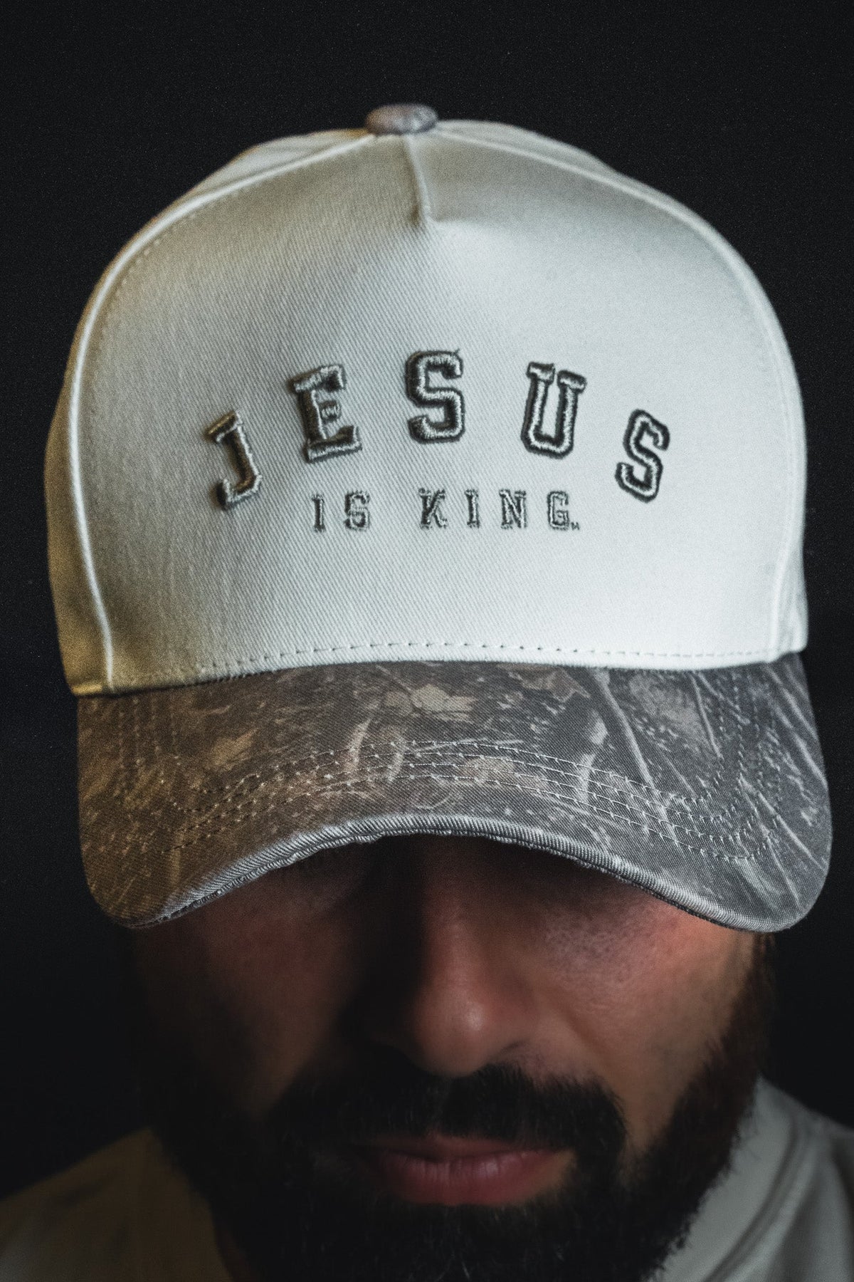 Jesus is King - Ivory and Deadwood Camo Snapback