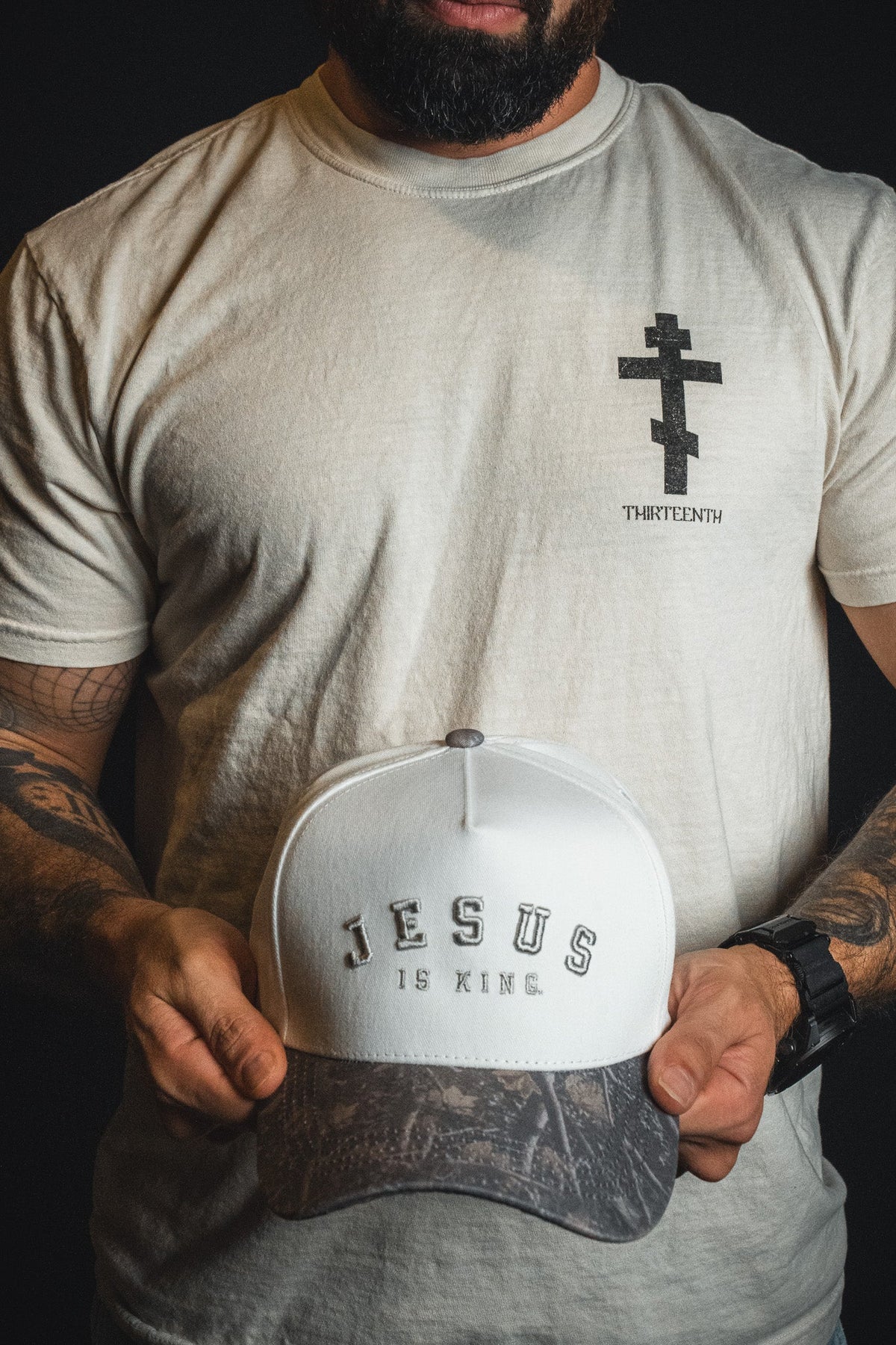 Jesus is King - Ivory and Deadwood Camo Snapback