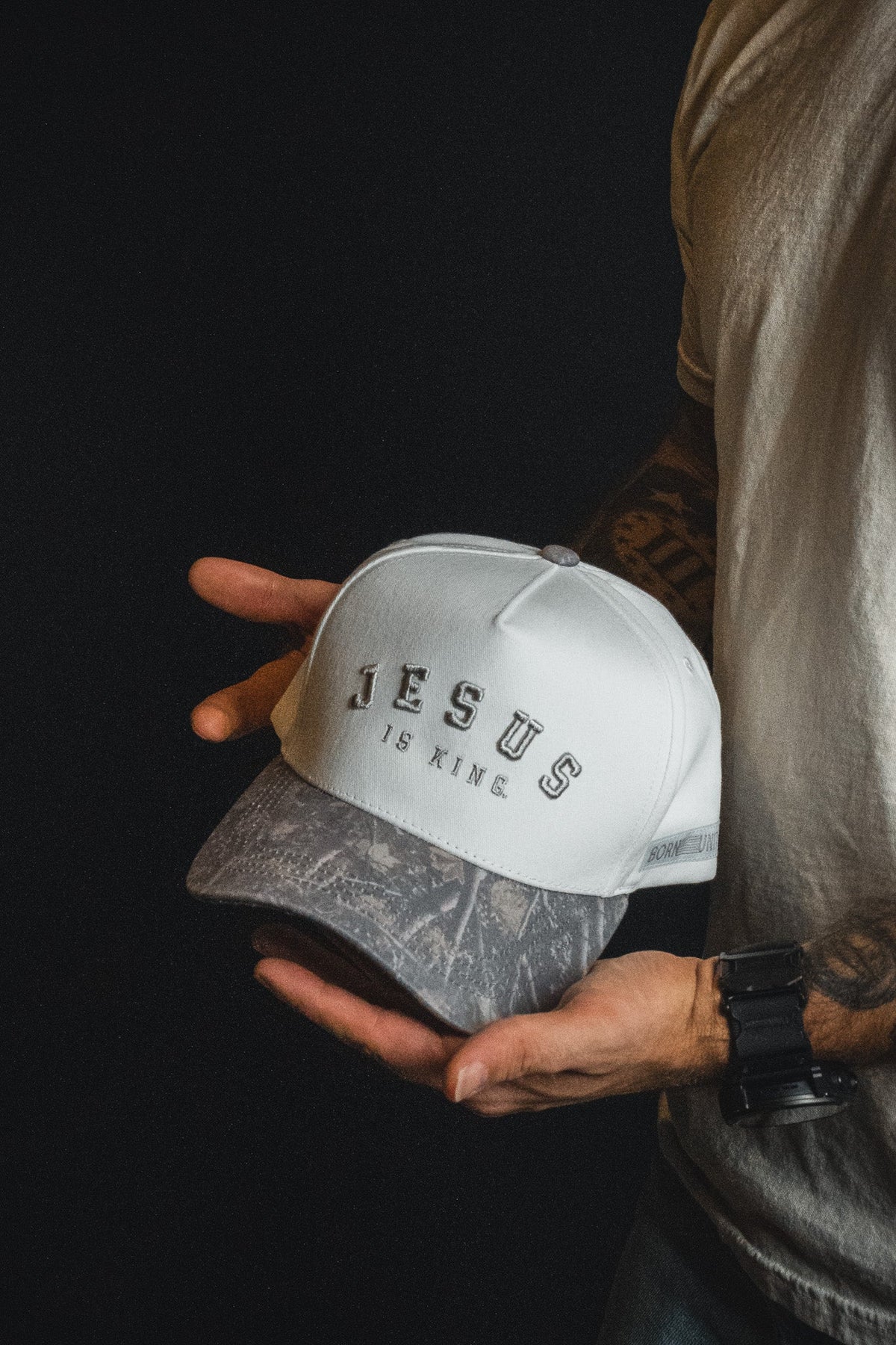 Jesus is King - Ivory and Deadwood Camo Snapback