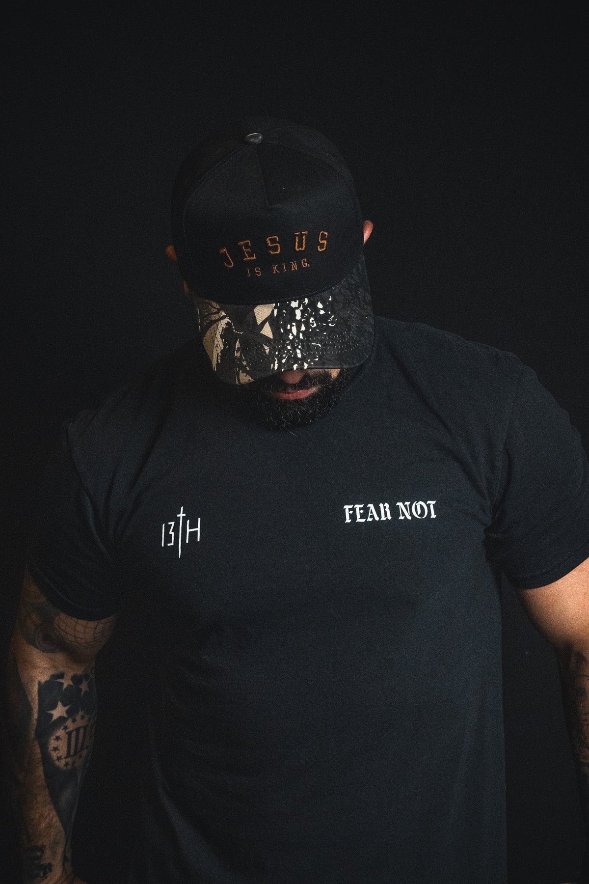 Jesus is King - Black and Darkwood Camo Snapback