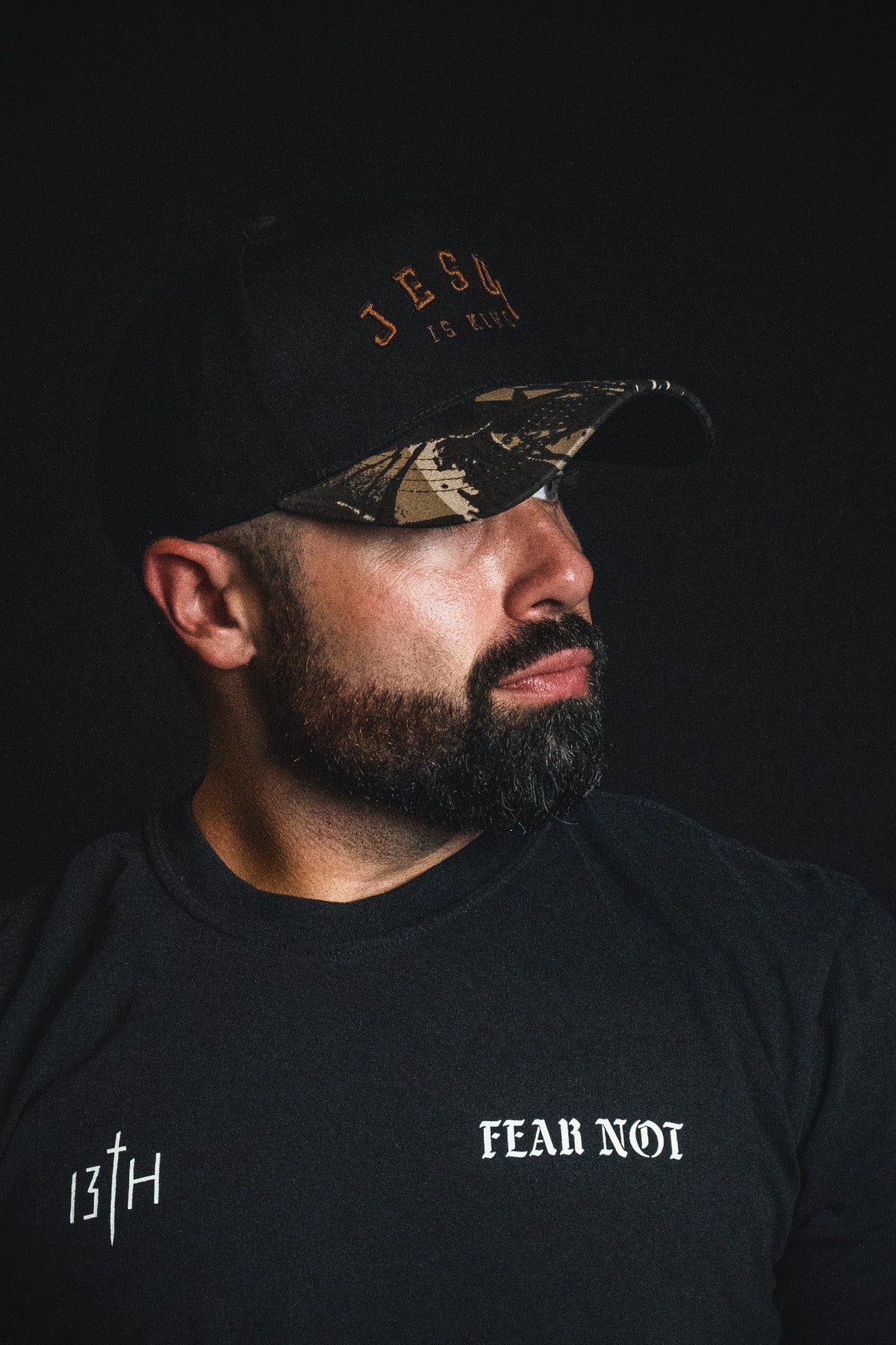 Jesus is King - Black and Darkwood Camo Snapback