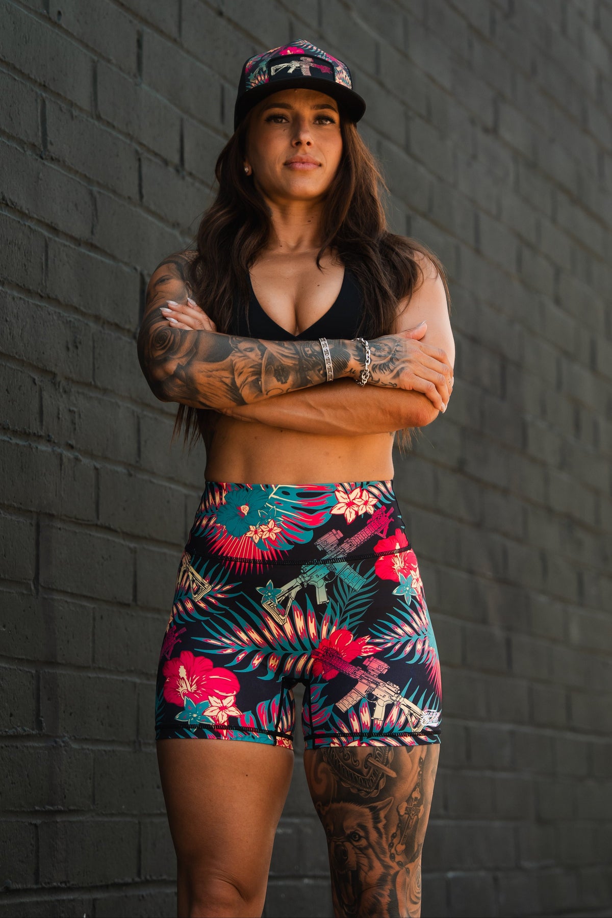 Women's High-Waisted Seamless Front Compression Training Shorts | Tropical Assassin