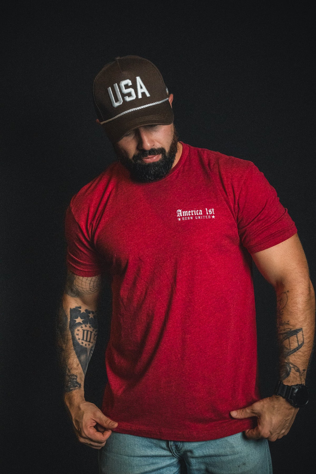 USA Brown Snapback Hat