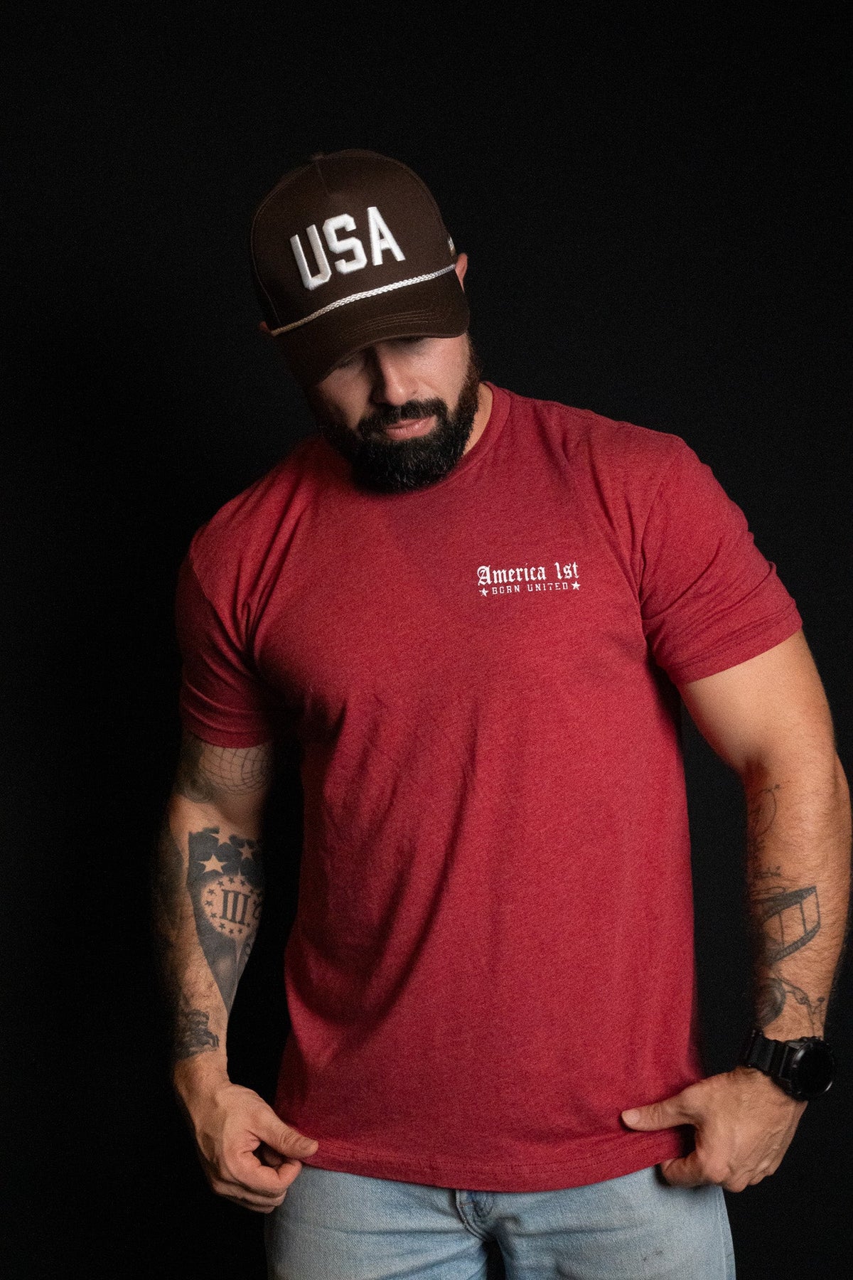 USA Brown Snapback Hat