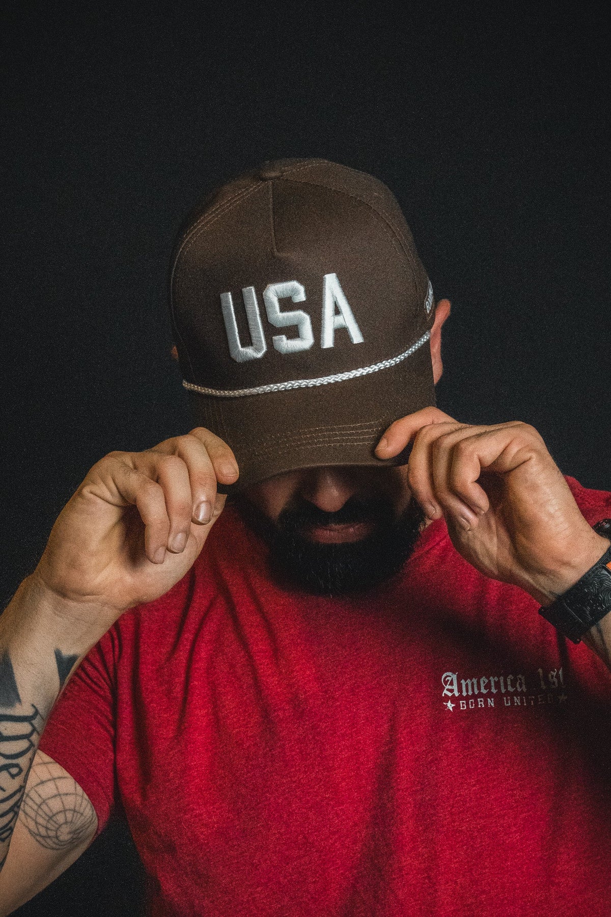 USA Brown Snapback Hat