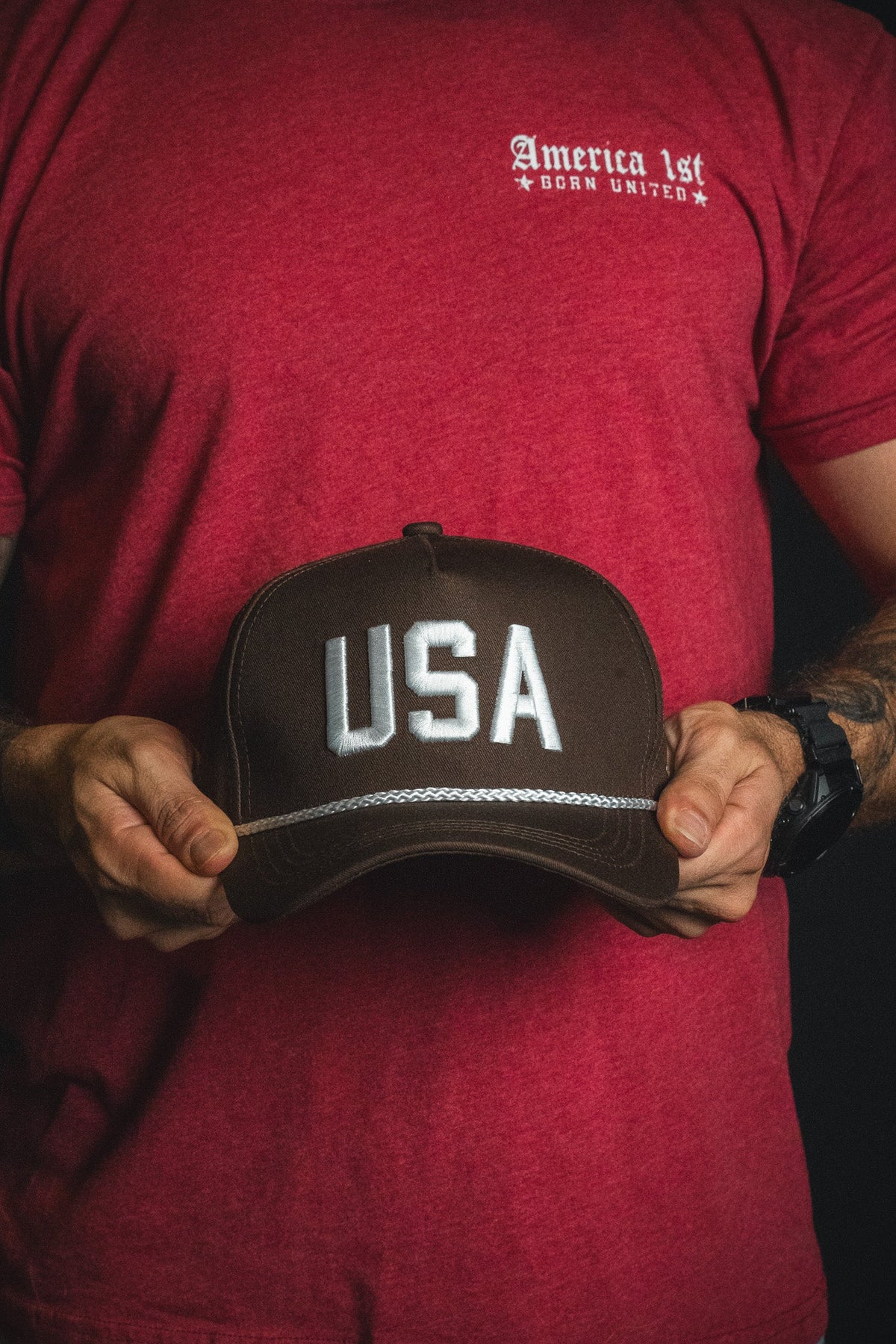 USA Brown Snapback Hat